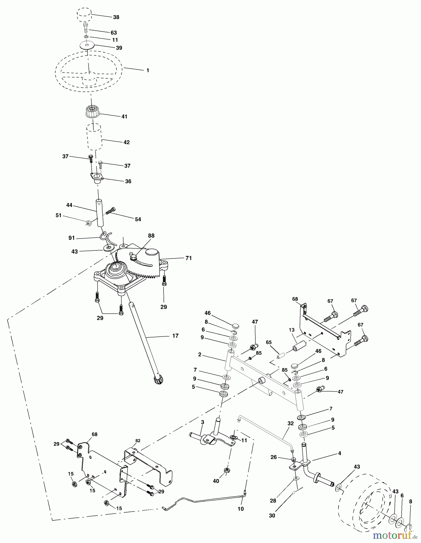  Husqvarna Rasen und Garten Traktoren LTH 1342 (954568519) (LTHK 1342 A) - Husqvarna Lawn Tractor (2002-01 to 2002-01) Steering Assembly