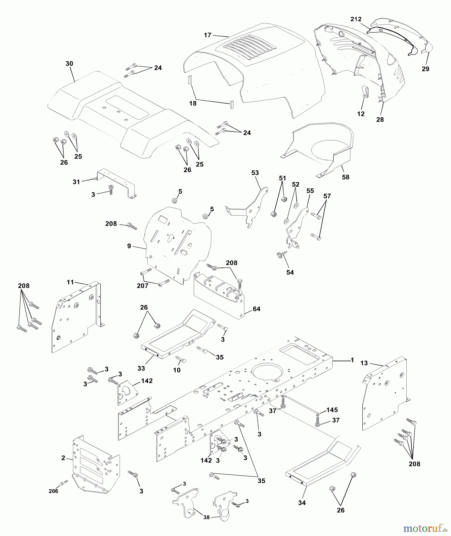  Husqvarna Rasen und Garten Traktoren LTH 1342A (954567031) - Husqvarna Lawn Tractor (2000-12 & After) Chassis And Enclosures