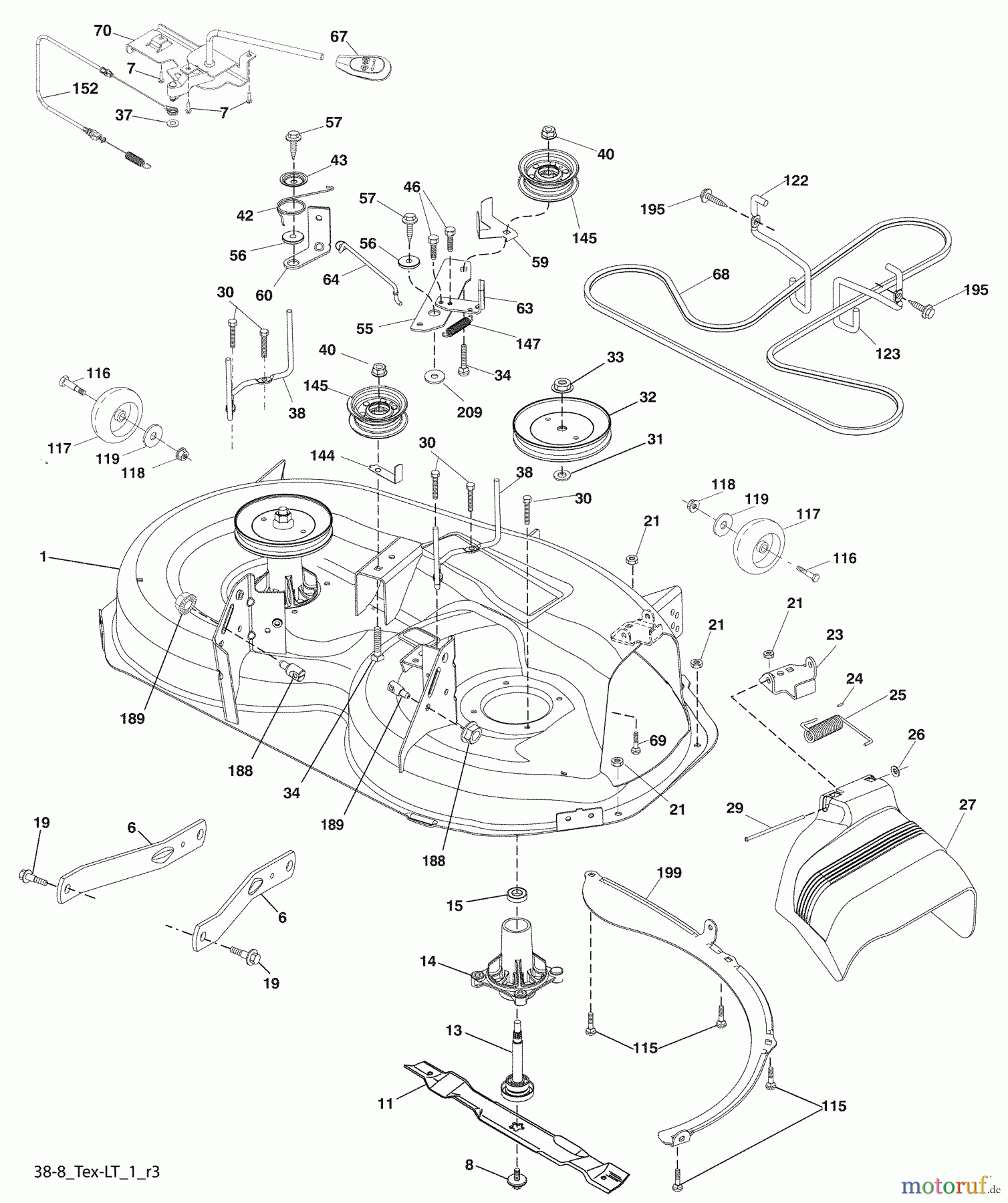  Husqvarna Rasen und Garten Traktoren LTH 1438 (96043006900) - Husqvarna Lawn Tractor (2008-12 & After) (California) Mower Deck