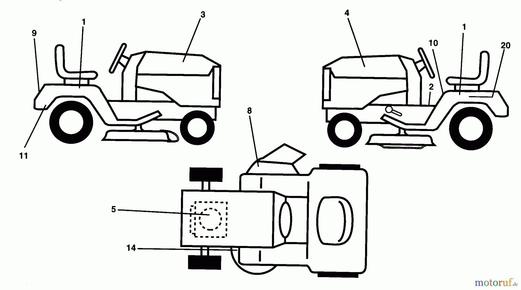  Husqvarna Rasen und Garten Traktoren LTH 145 (954140006A) - Husqvarna Lawn Tractor (1997-12 & After) Decals