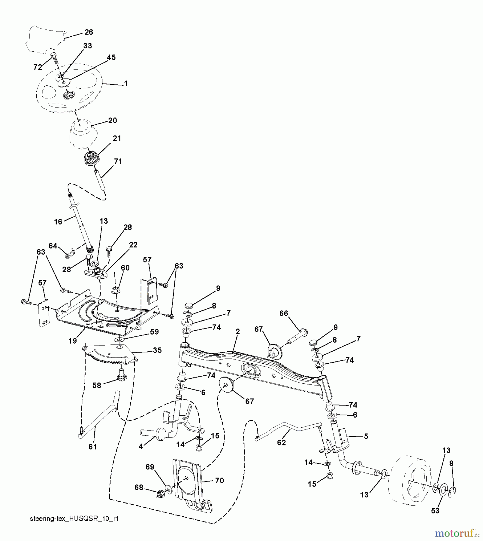  Husqvarna Rasen und Garten Traktoren LTH 152 (96041003007) - Husqvarna Lawn Tractor (2010-11 & After) STEERING