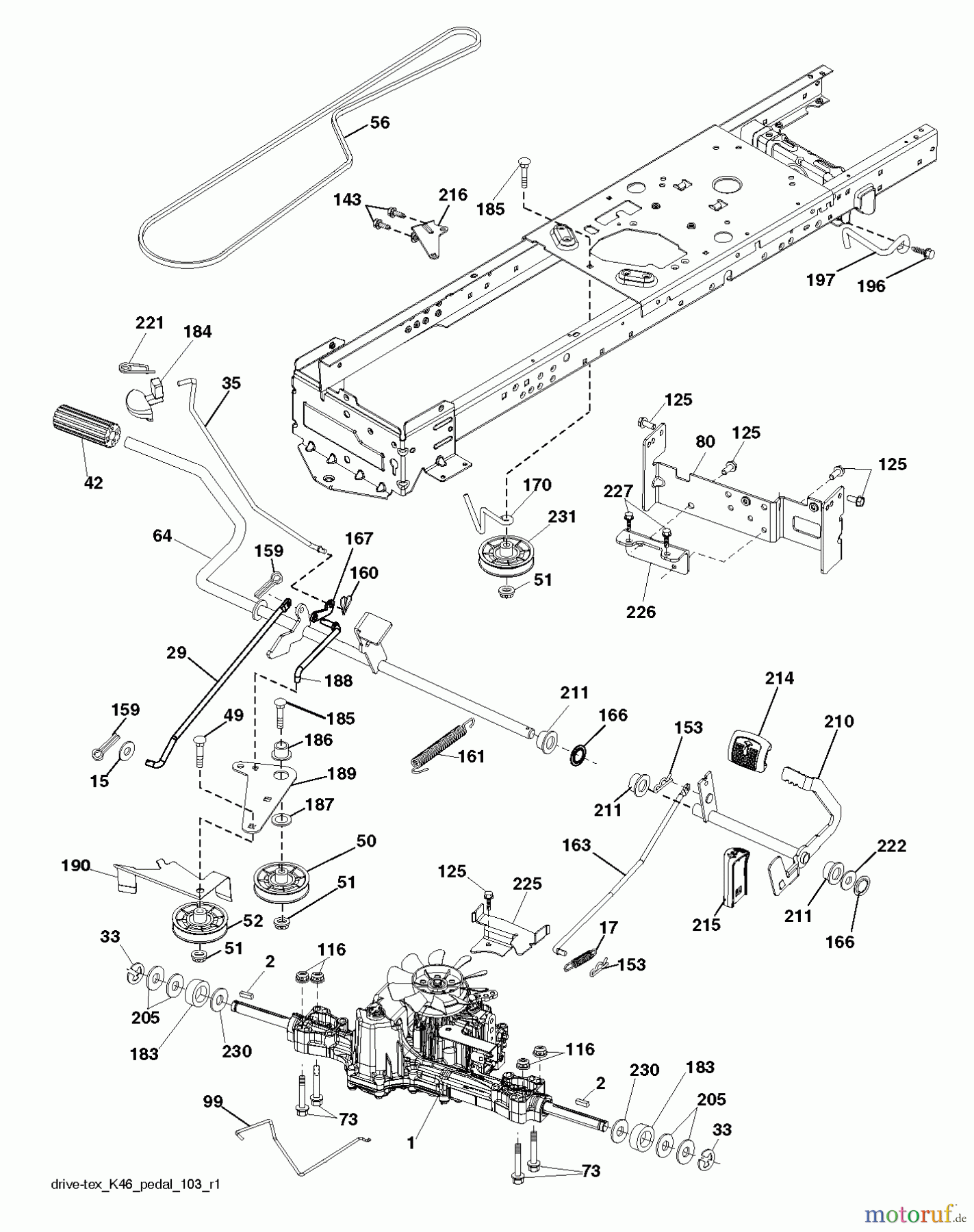  Husqvarna Rasen und Garten Traktoren LTH 154 (96041024300) - Husqvarna Lawn Tractor (2012-01 & After) DRIVE