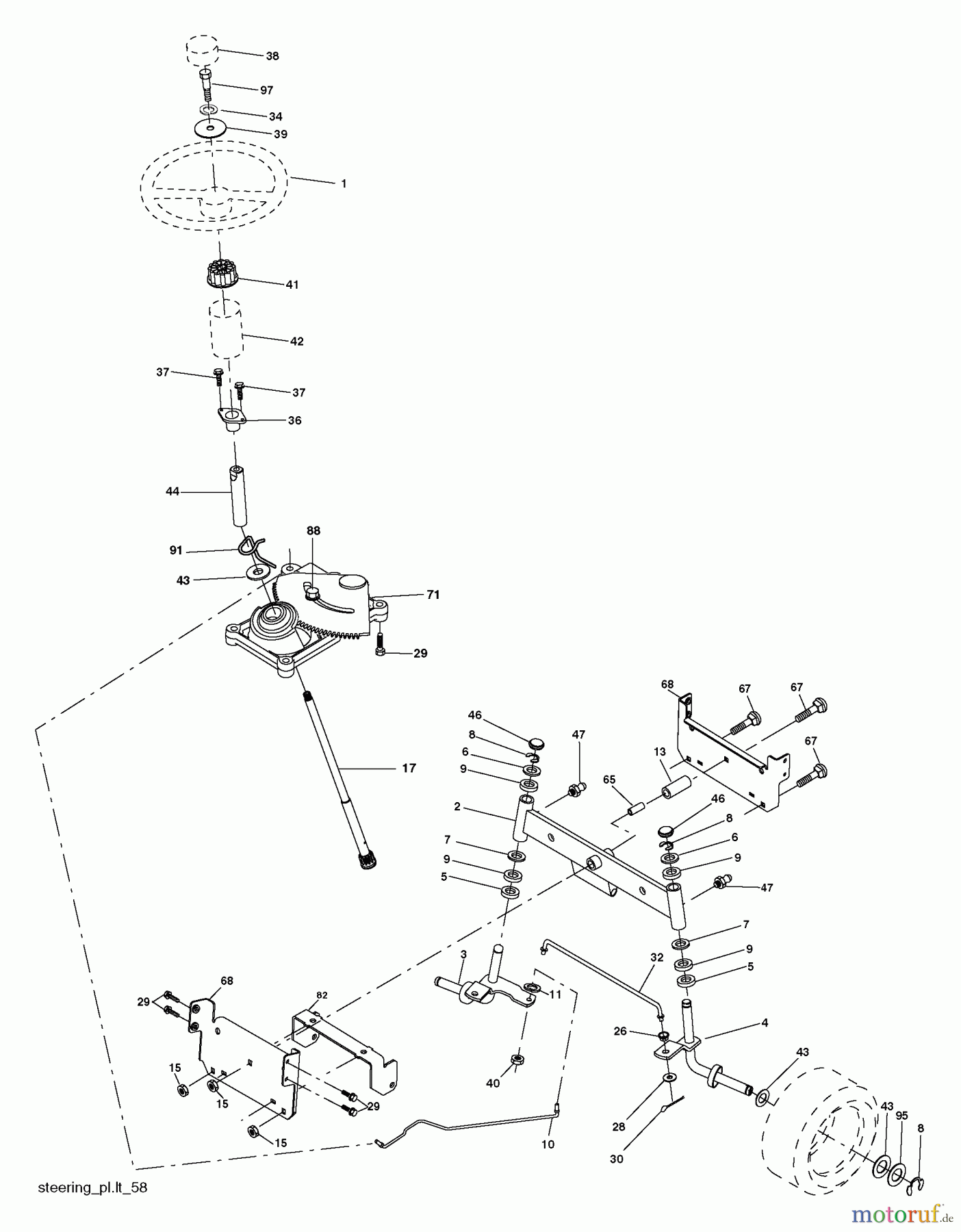  Husqvarna Rasen und Garten Traktoren LTH 1542 (96013000900) - Husqvarna Lawn Tractor (2005-10 & After) Steering Assembly