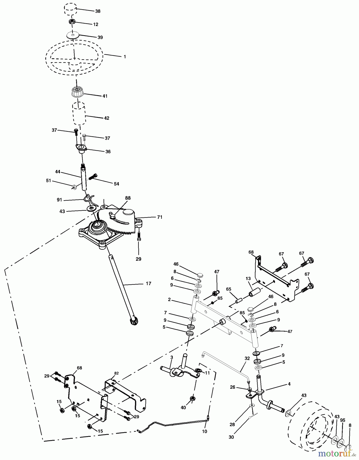  Husqvarna Rasen und Garten Traktoren LTH 18542A (954571731) - Husqvarna Lawn Tractor (2003-11 & After) Steering Assembly