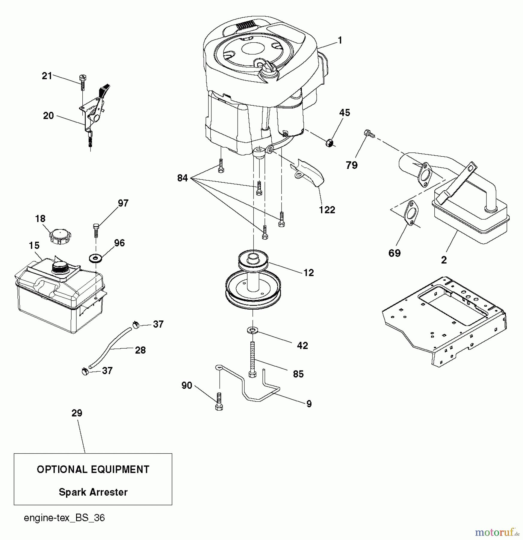  Husqvarna Rasen und Garten Traktoren LTH 19530 (96041016904) - Husqvarna Lawn Tractor (2013-05) ENGINE