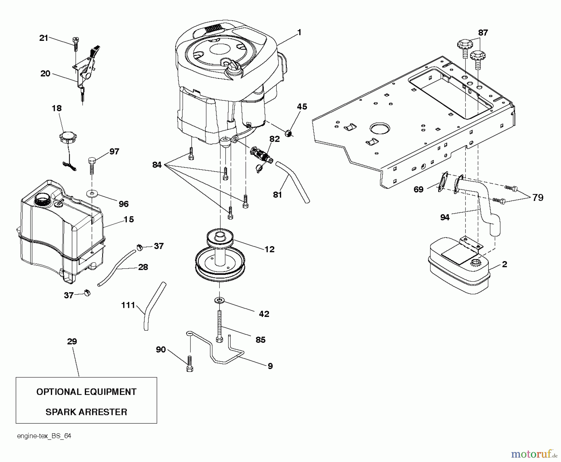  Husqvarna Rasen und Garten Traktoren LTH 18538 (96043017100) - Husqvarna Lawn Tractor (2013-09) ENGINE