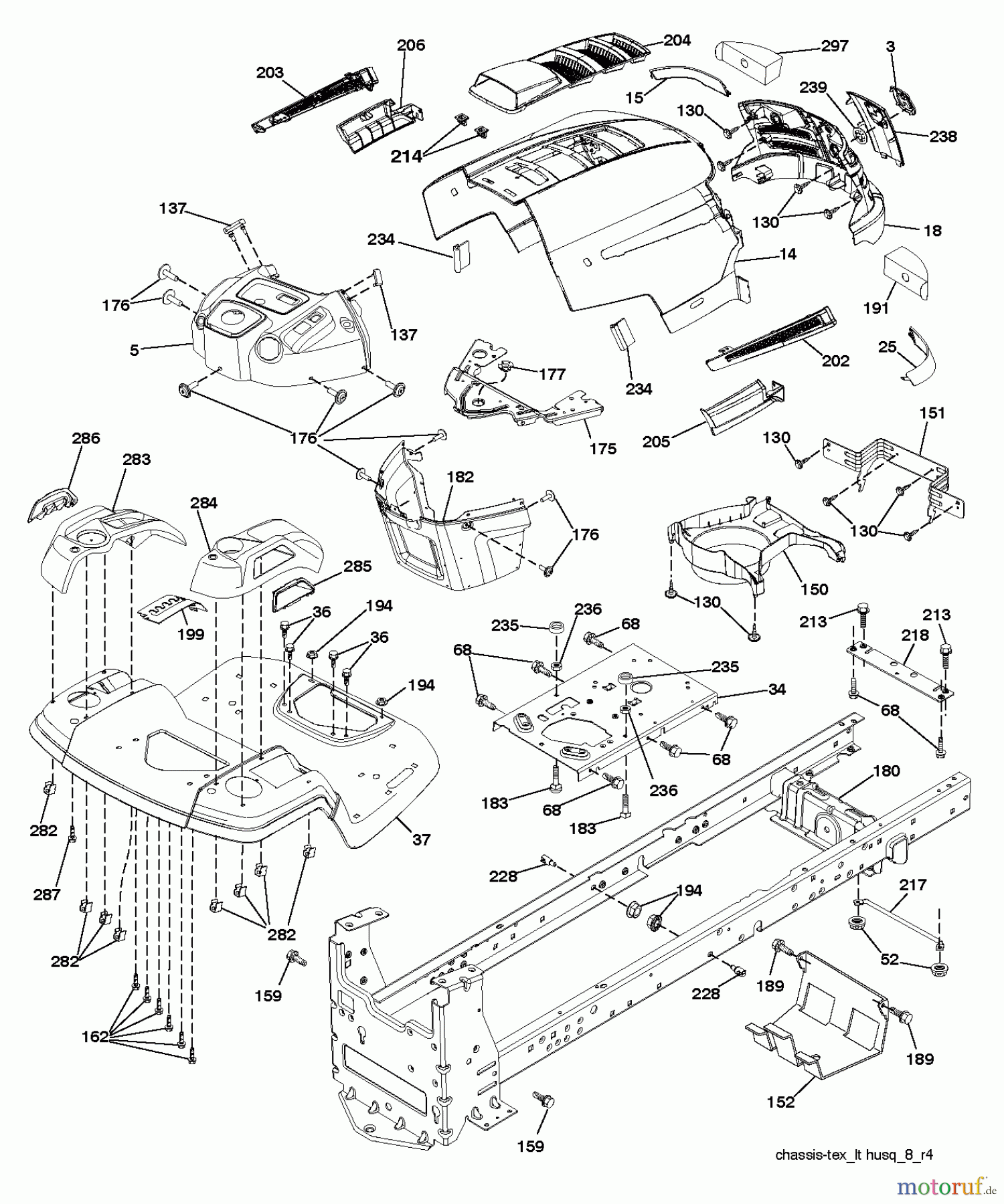  Husqvarna Rasen und Garten Traktoren LTH 2038R (96041028300) - Husqvarna Lawn Tractor (2012-05 & After) CHASSIS ENCLOSURES