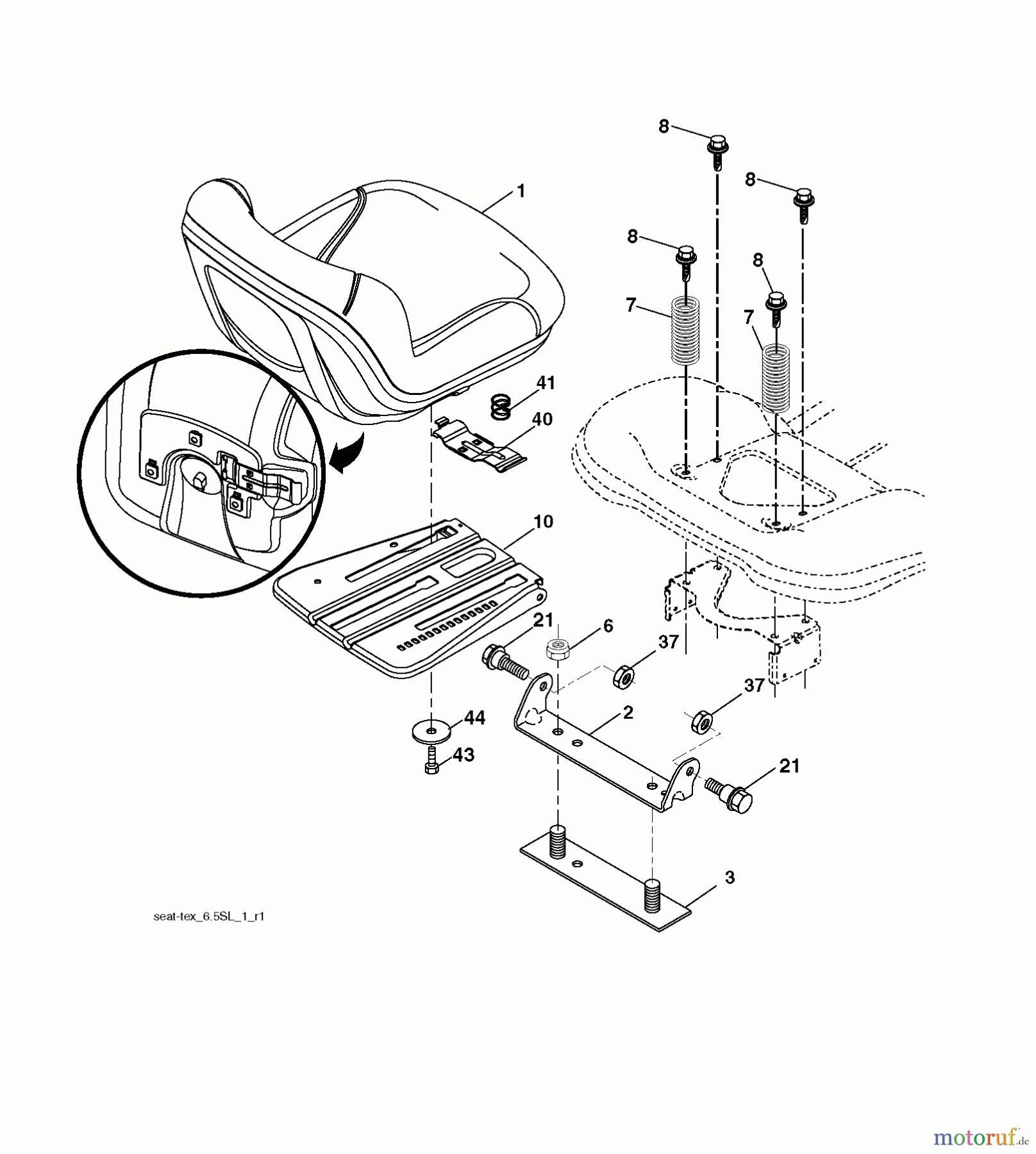  Husqvarna Rasen und Garten Traktoren LTH 2038R (96041028301) - Husqvarna Lawn Tractor (2013-05) SEAT