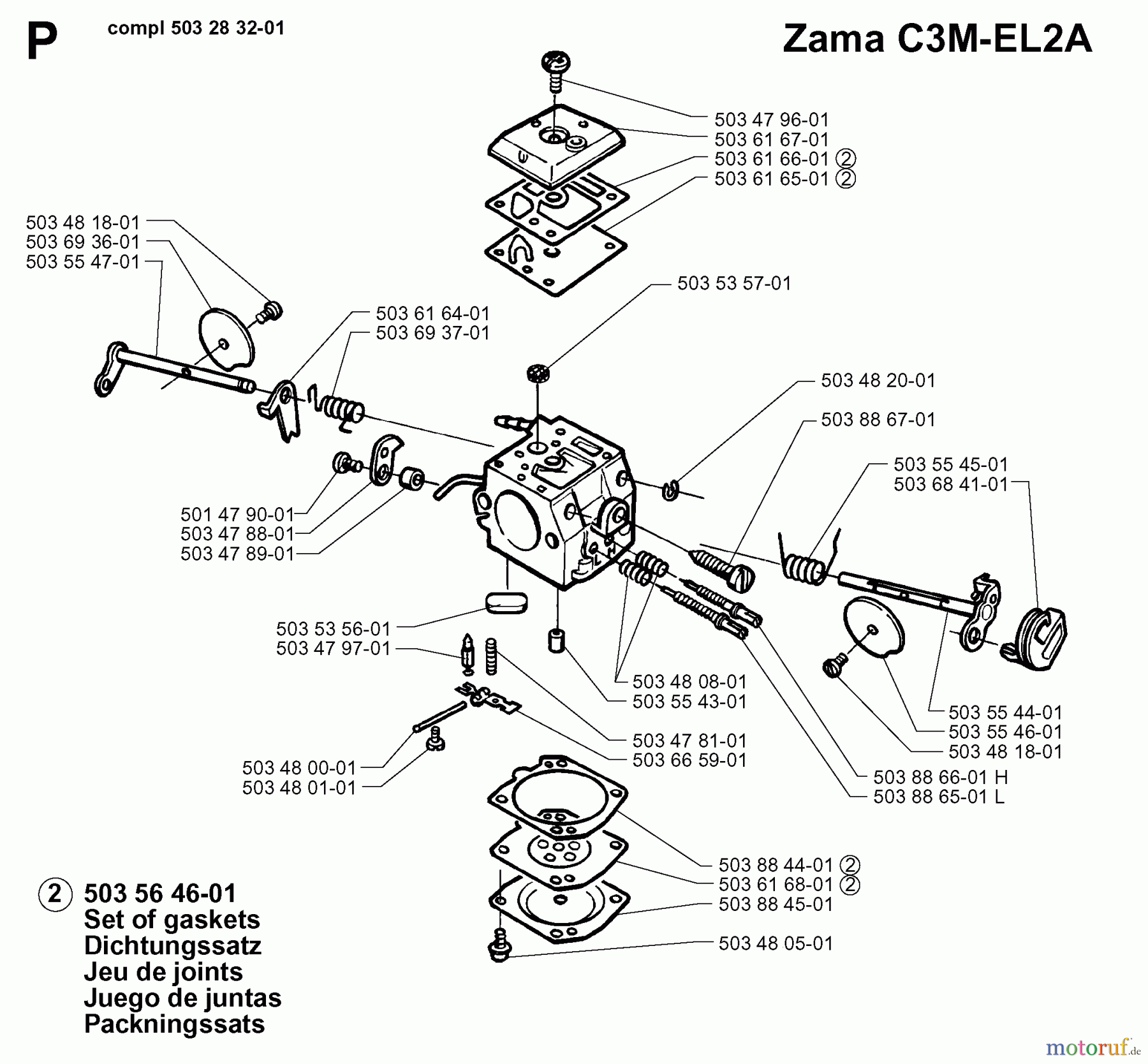  Jonsered Motorsägen 2065 - Jonsered Chainsaw (1997-02) CARBURETOR DETAILS