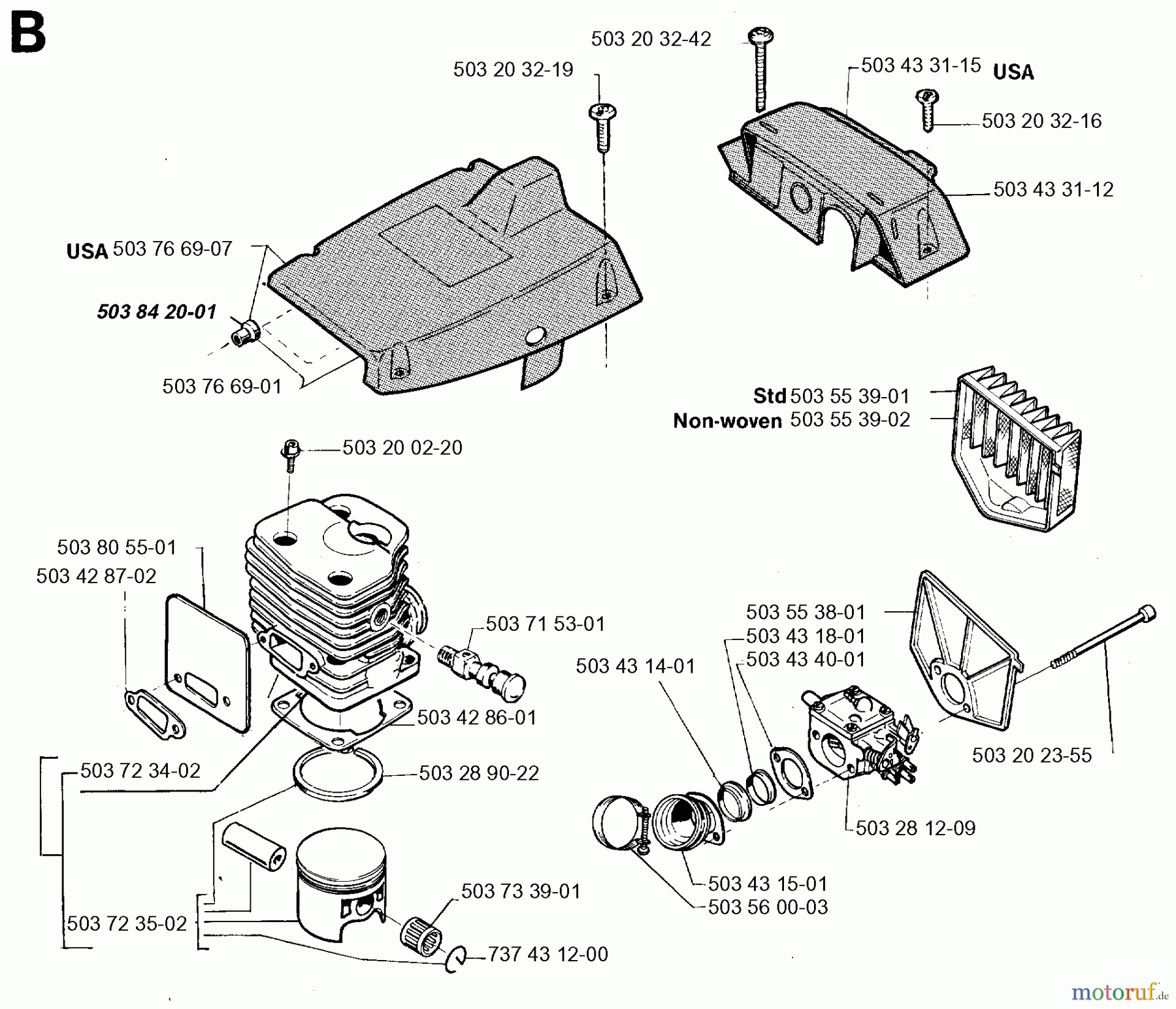  Jonsered Motorsägen 2083 - Jonsered Chainsaw (1996-08) CYLINDER PISTON