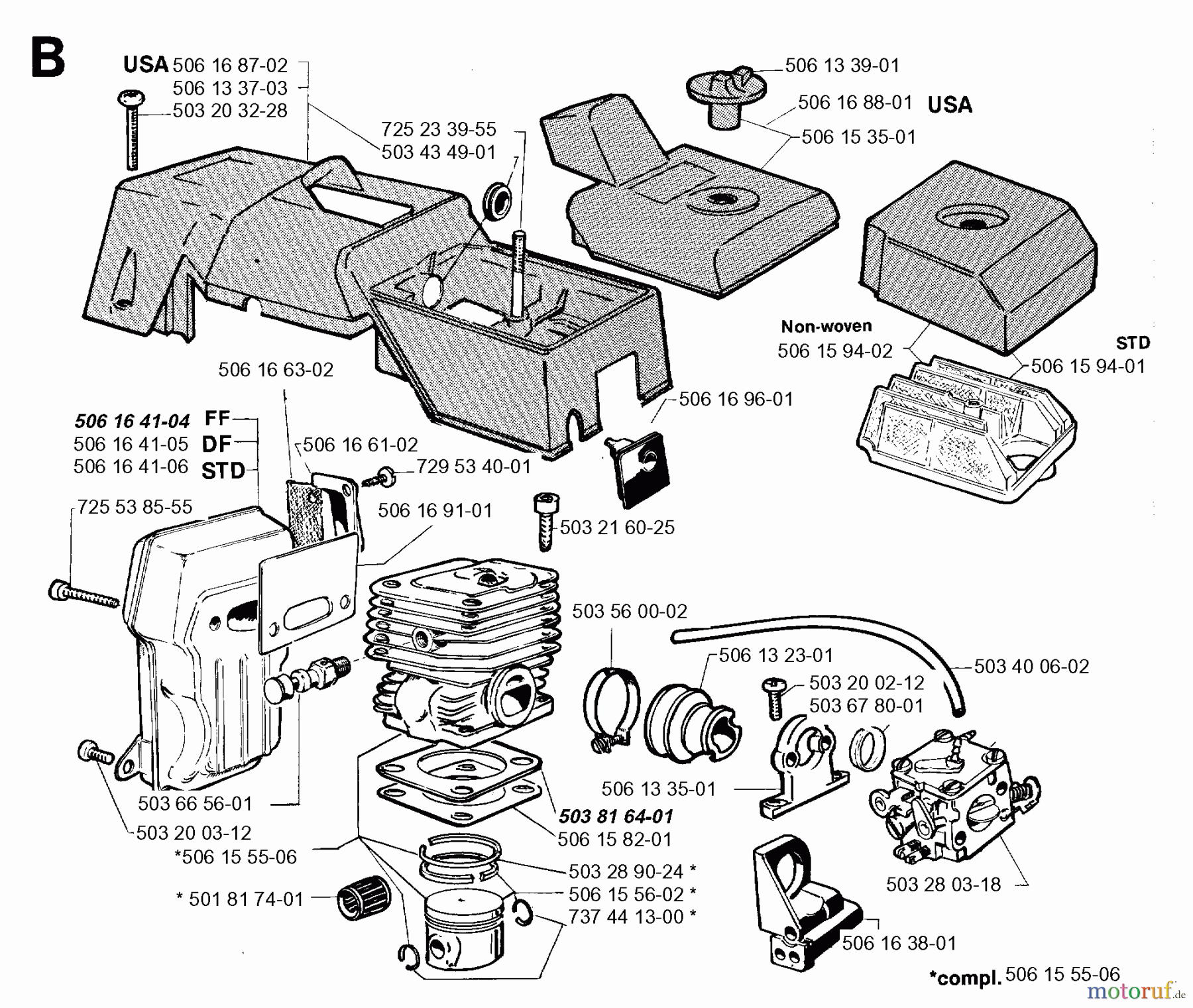  Jonsered Motorsägen 2095 - Jonsered Chainsaw (1995-09) CYLINDER PISTON MUFFLER