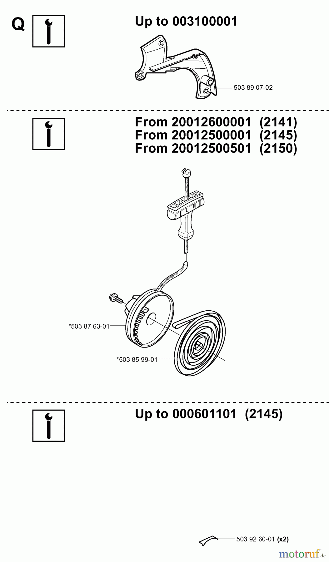  Jonsered Motorsägen 2141 - Jonsered Chainsaw (2001-09) SERVICE UPDATES