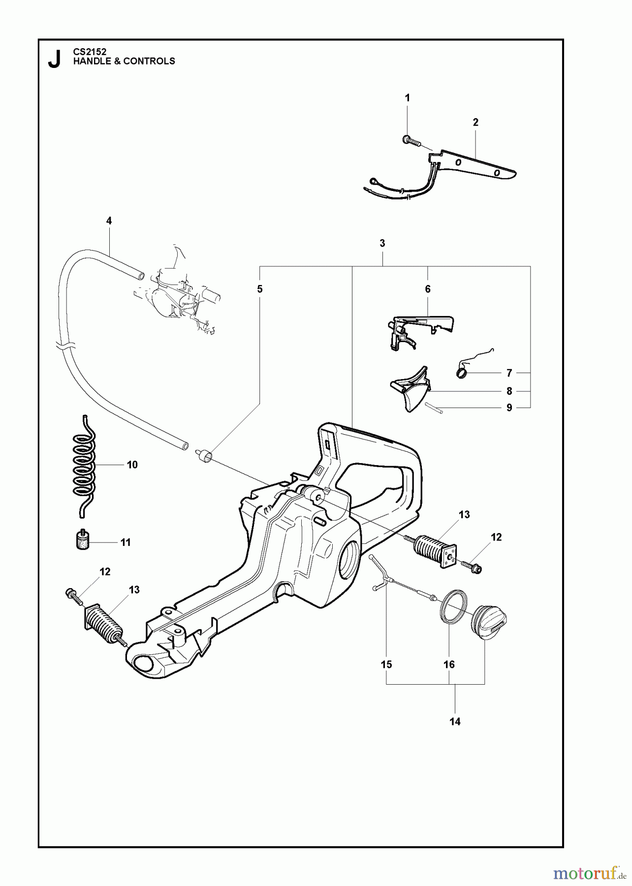  Jonsered Motorsägen CS2152 - Jonsered Chainsaw (2011-05) HANDLE CONTROLS