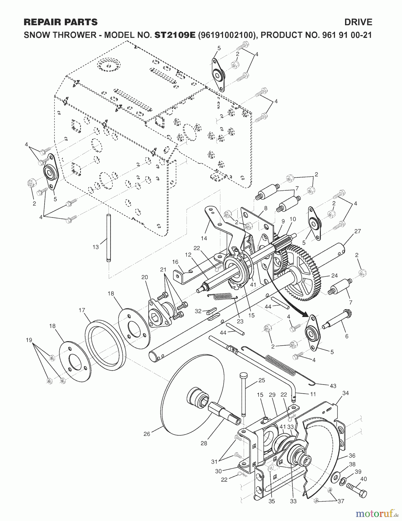  Jonsered Schneefräsen ST 2109 E (96191002100) - Jonsered Snow Thrower (2007-10) DRIVE