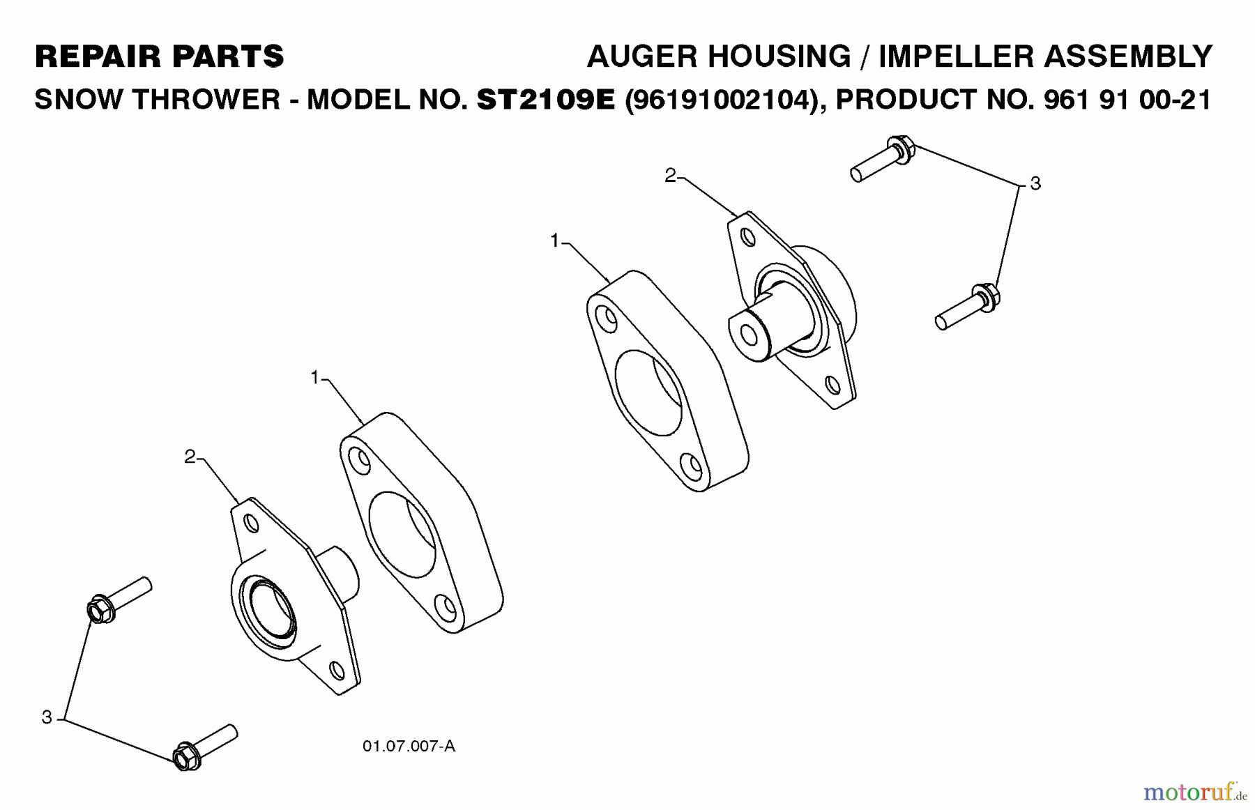  Jonsered Schneefräsen ST 2109 E (96191002104) - Jonsered Snow Thrower (2008-08) AUGER HOUSING IMPELLER #4