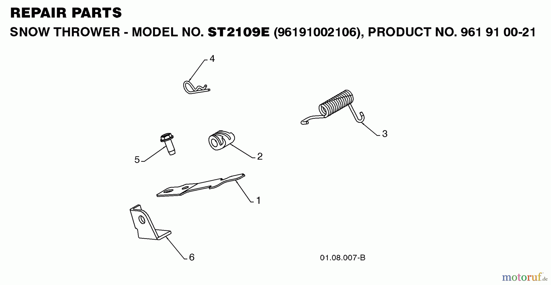  Jonsered Schneefräsen ST 2109 E (96191002106) - Jonsered Snow Thrower (2008-10) HANDLE CONTROLS #1