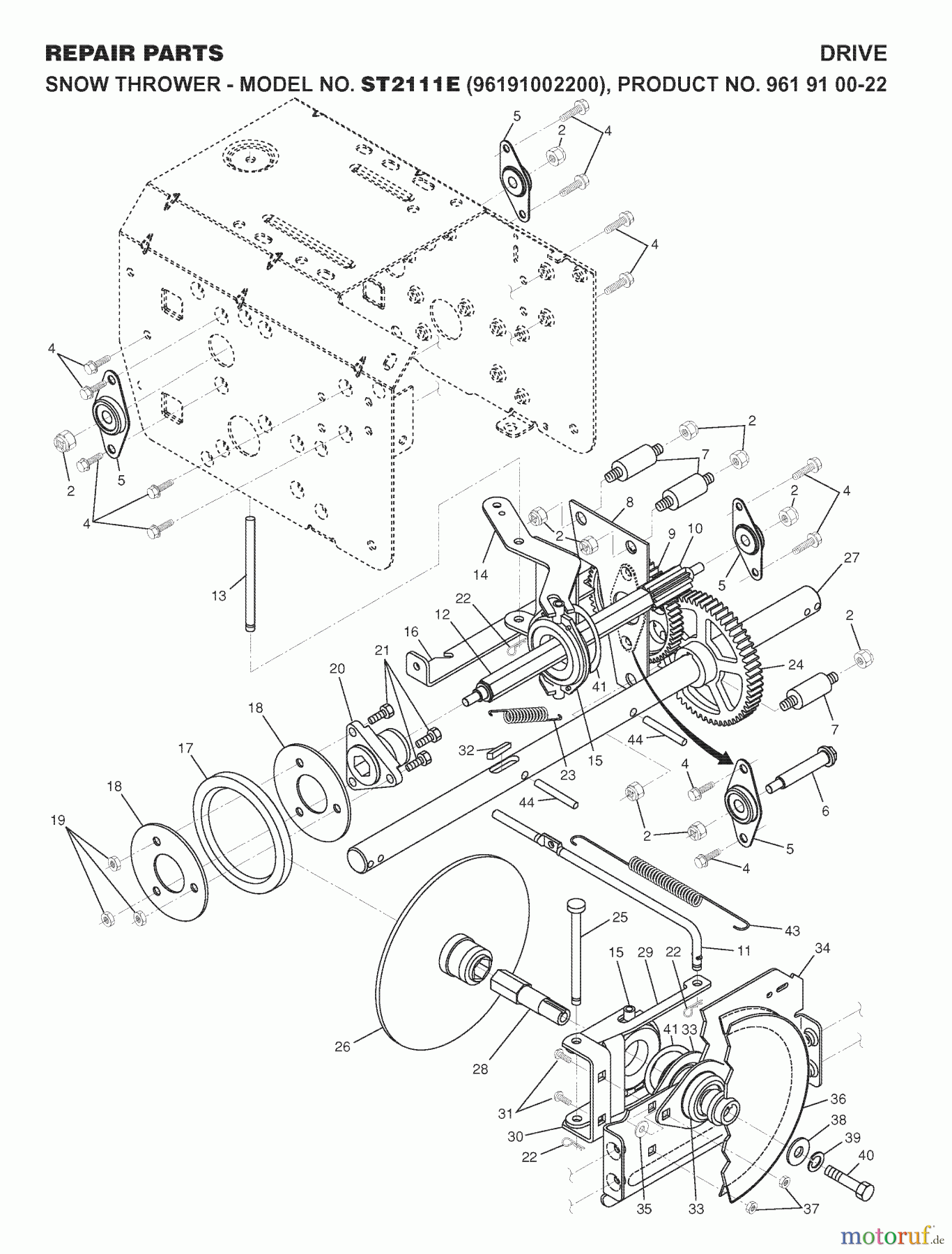  Jonsered Schneefräsen ST 2111 E (96191002200) - Jonsered Snow Thrower (2007-07) DRIVE