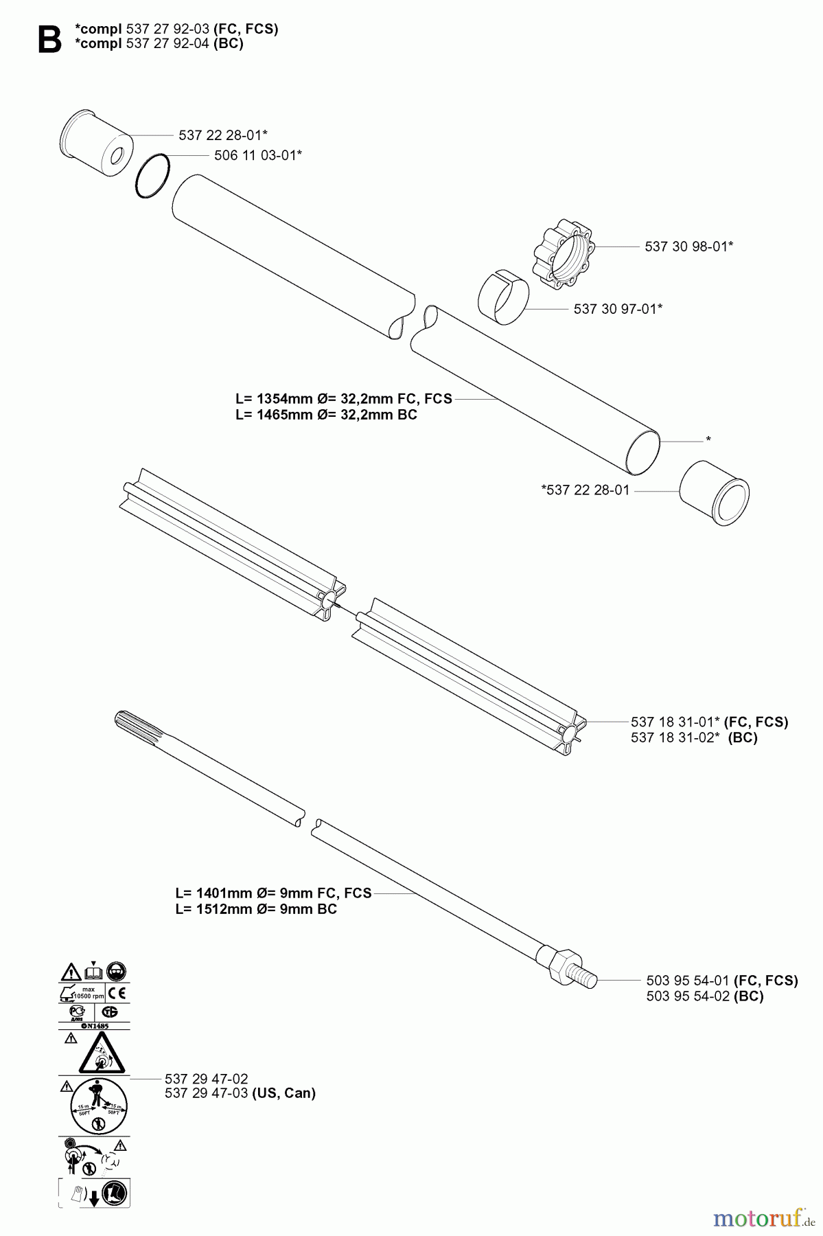  Jonsered Motorsensen, Trimmer FC2145S - Jonsered String/Brush Trimmer (2004-08) SHAFT