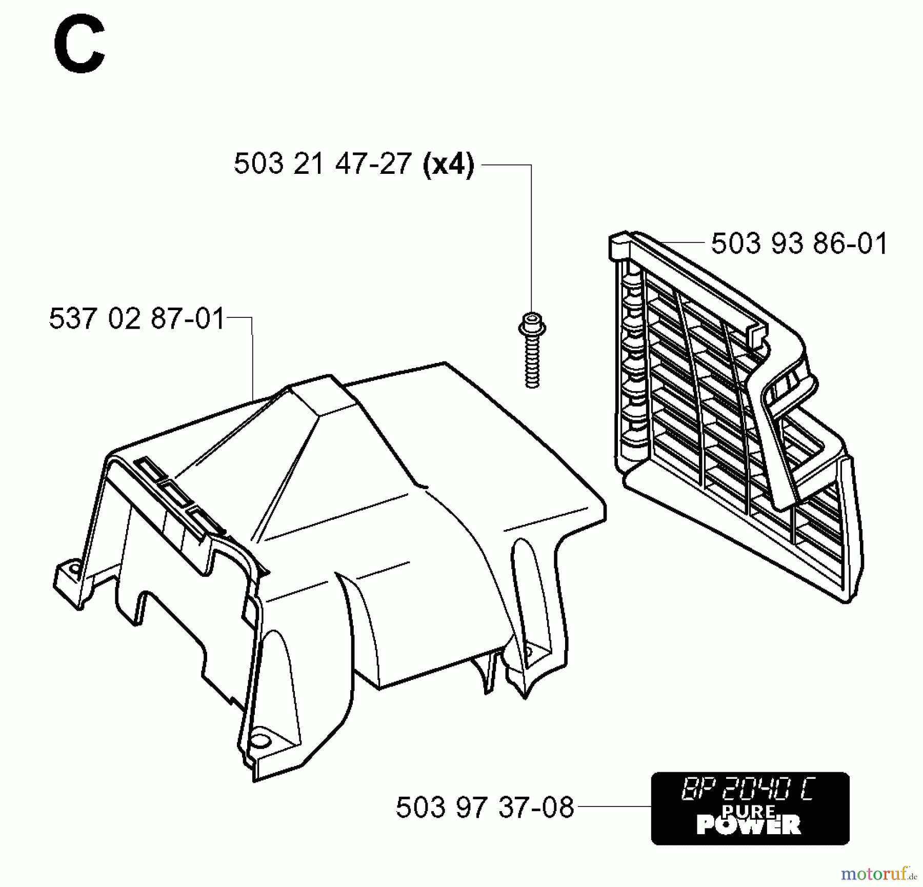  Jonsered Motorsensen, Trimmer BP2040 - Jonsered String/Brush Trimmer (2000-10) CYLINDER COVER