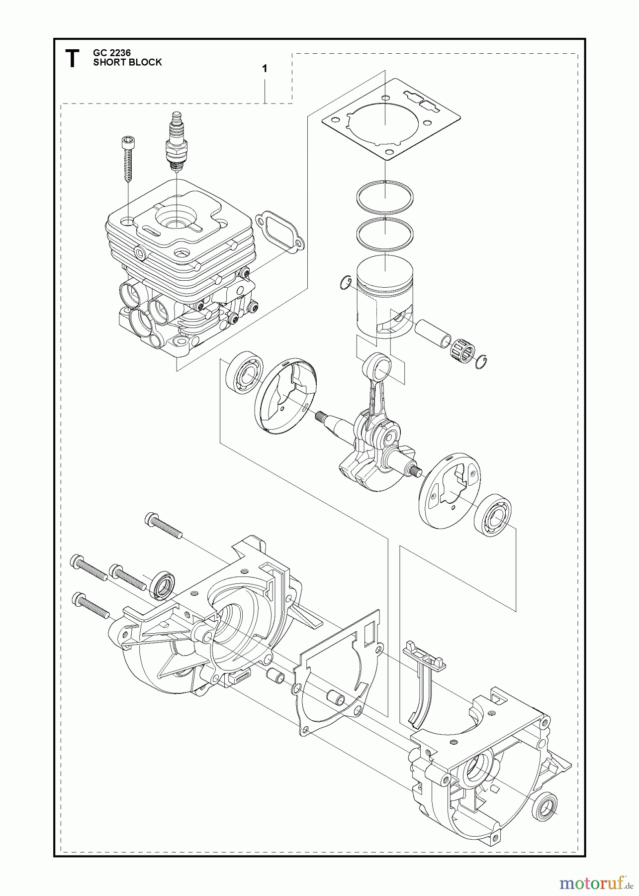  Jonsered Motorsensen, Trimmer GC2236 - Jonsered String/Brush Trimmer (2011-02) SHORT BLOCK