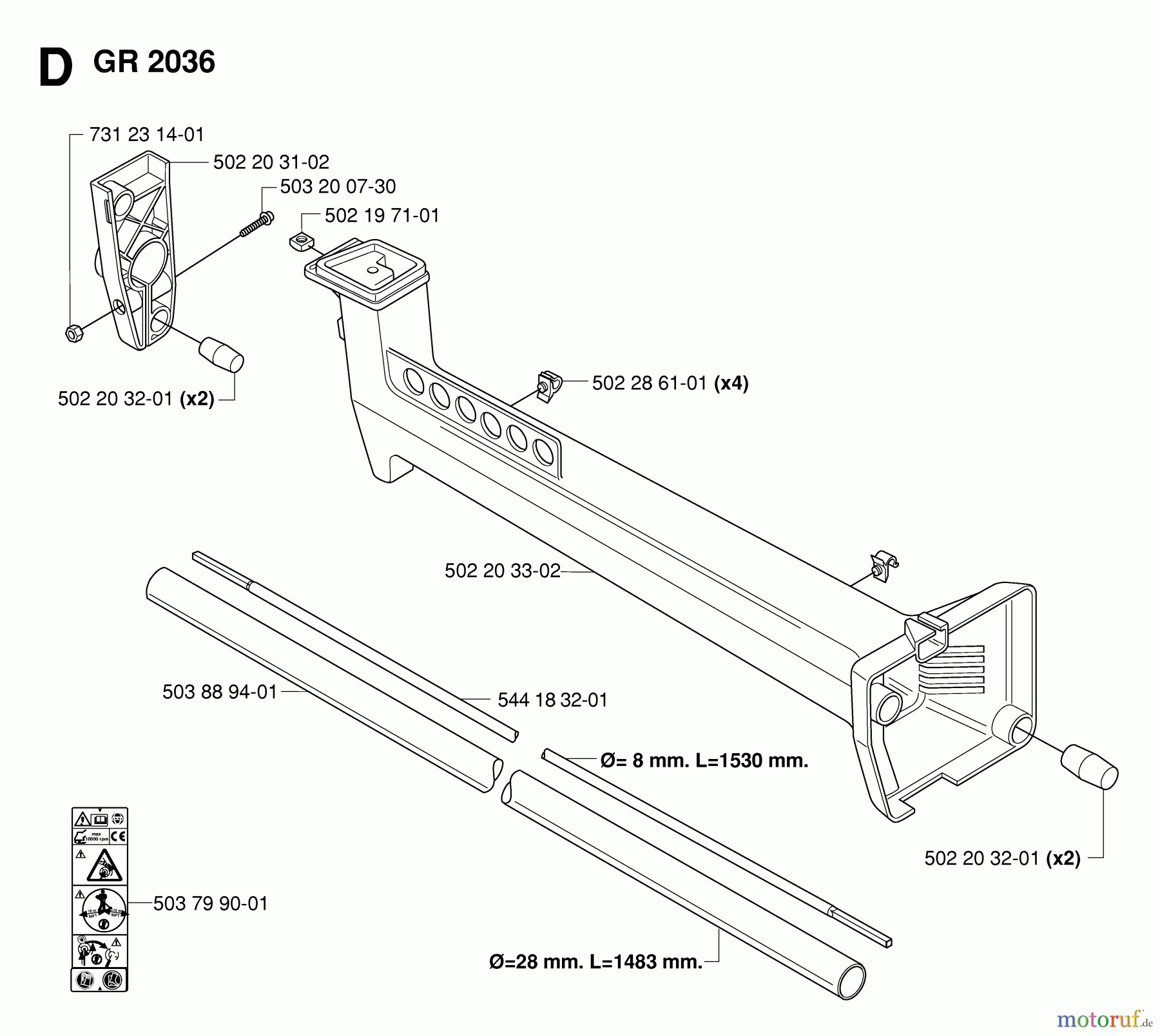  Jonsered Motorsensen, Trimmer GR2032 - Jonsered String/Brush Trimmer (2006-10) SHAFT #2