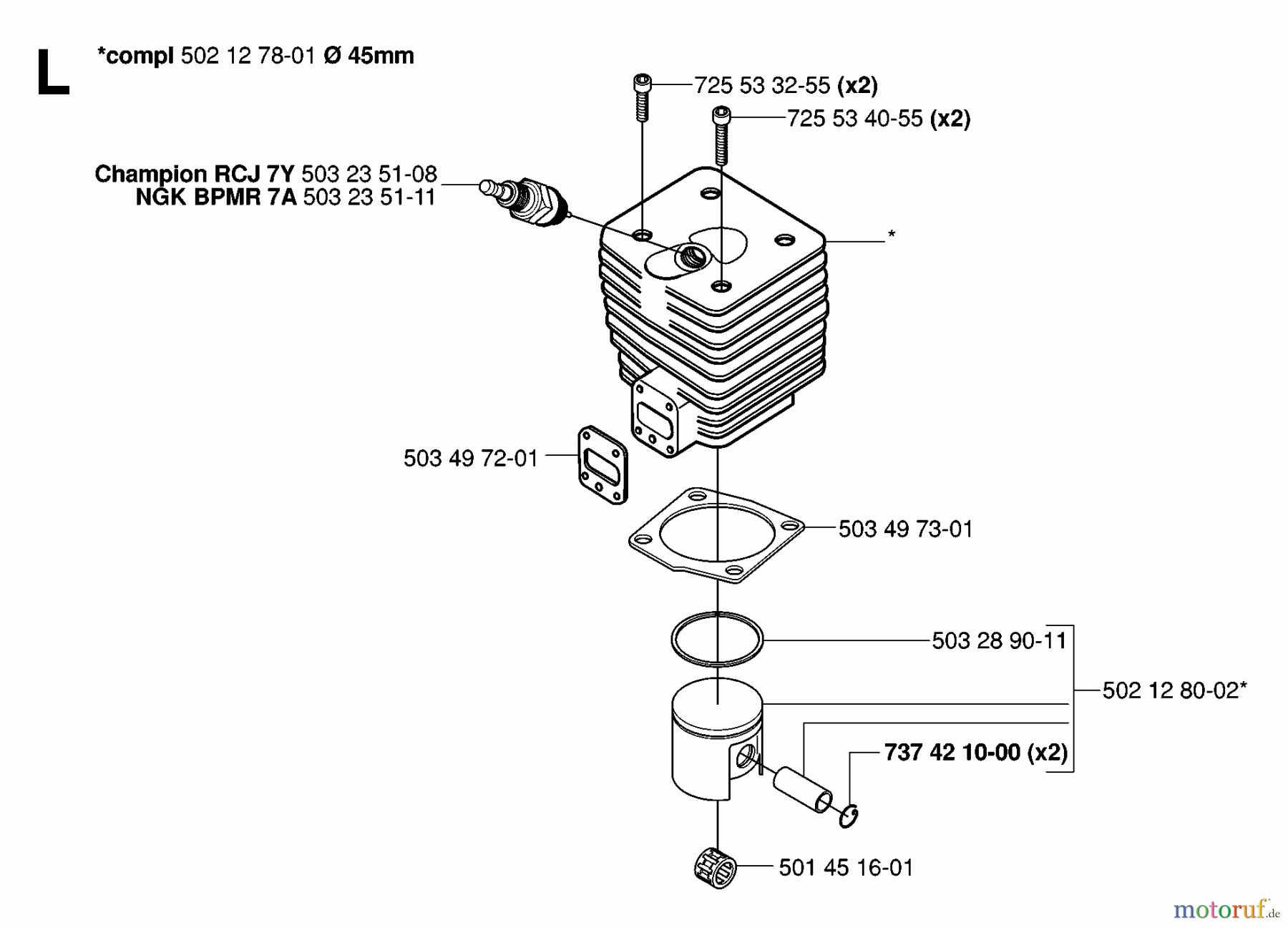  Jonsered Motorsensen, Trimmer RS52 - Jonsered String/Brush Trimmer (2006-07) CYLINDER PISTON