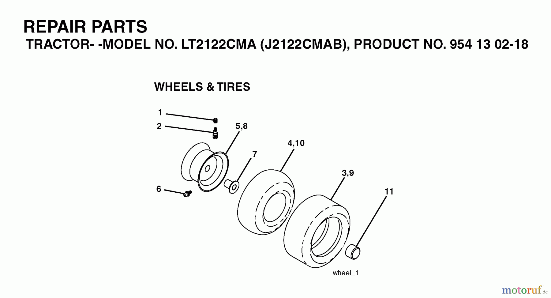  Jonsered Rasen  und Garten Traktoren LT2122 CMA (J2122CMAB, 954130218) - Jonsered Lawn & Garden Tractor (2004-06) WHEELS TIRES