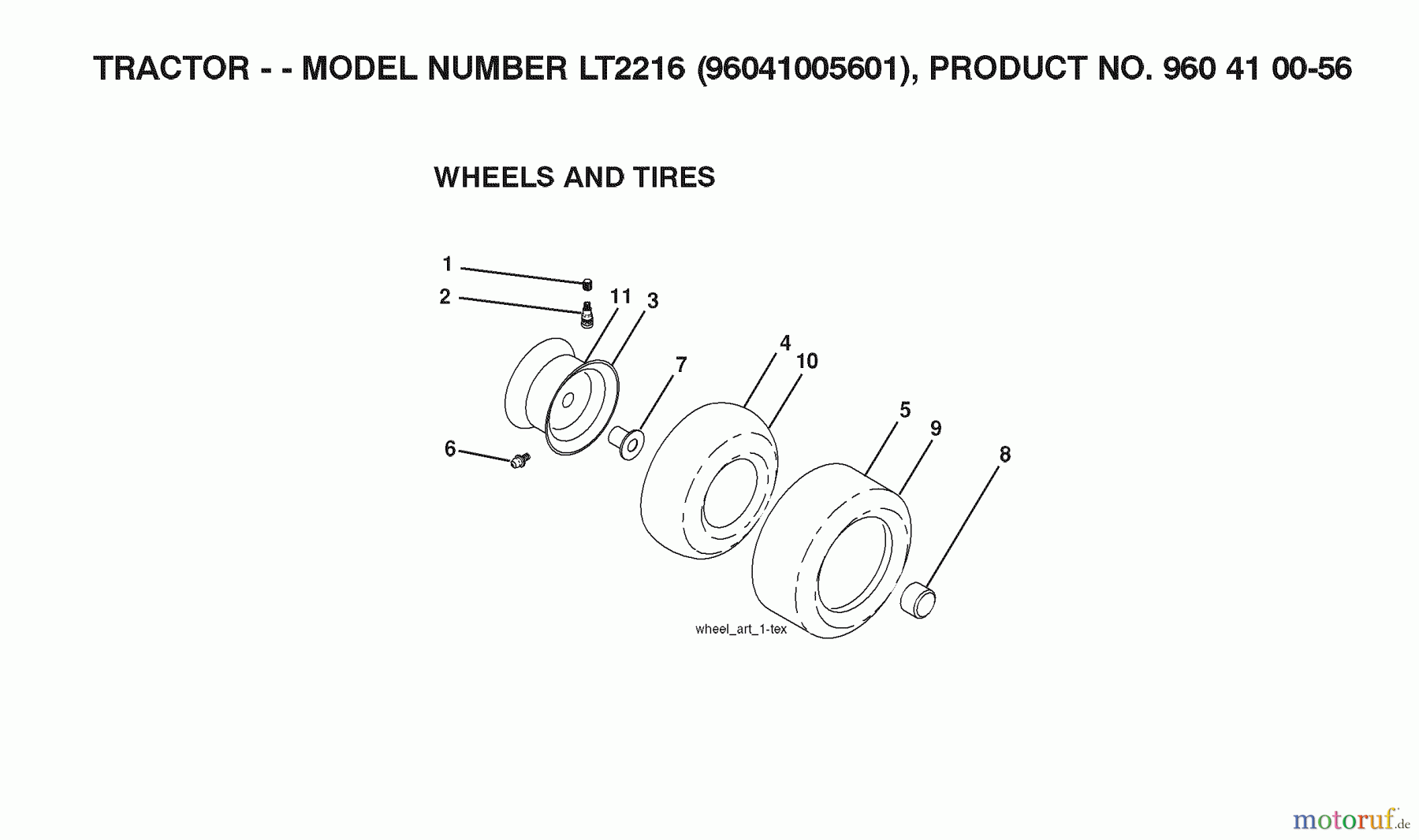  Jonsered Rasen  und Garten Traktoren LT2216 (96041005601) - Jonsered Lawn & Garden Tractor (2007-04) WHEELS TIRES