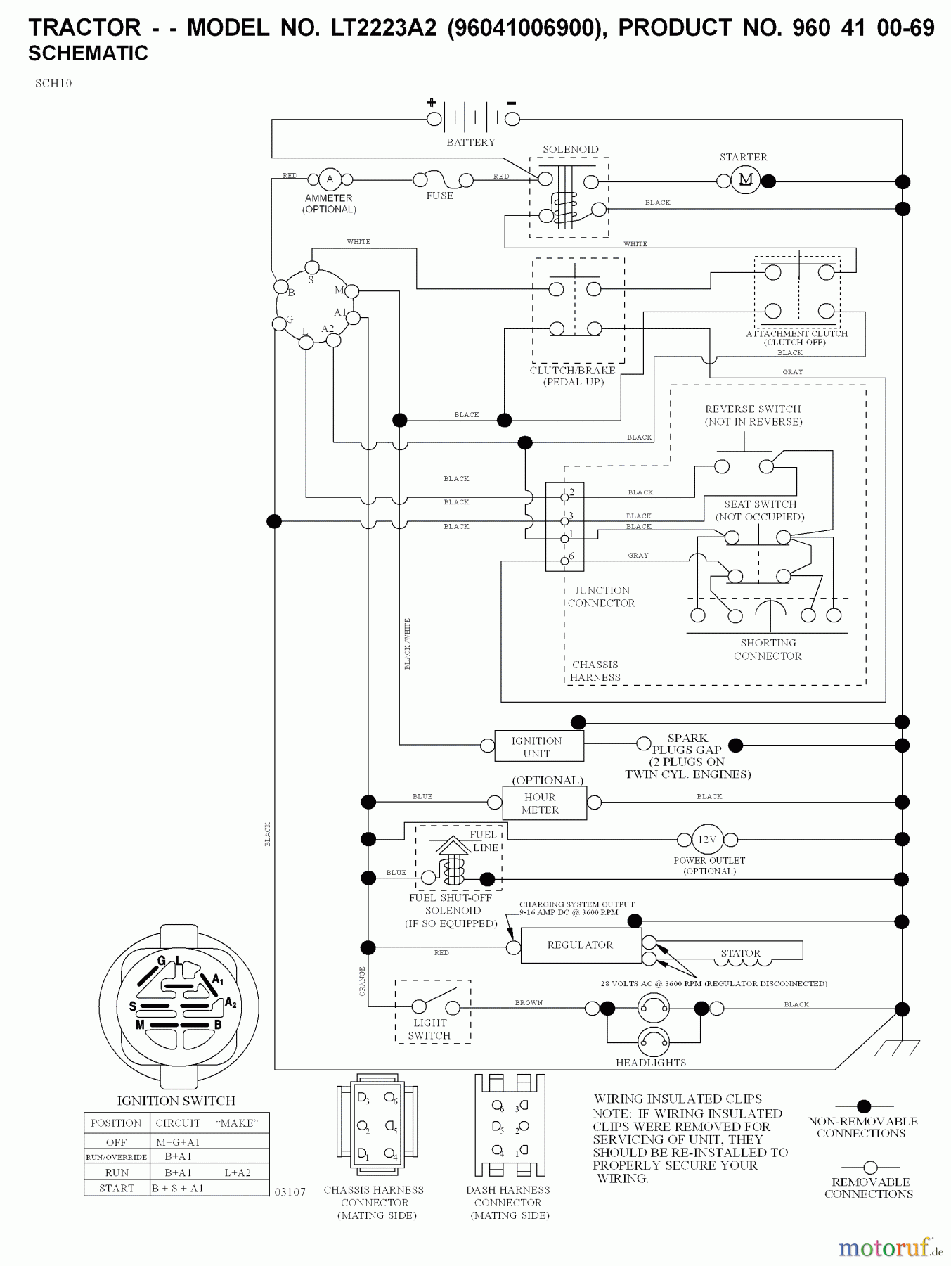  Jonsered Rasen  und Garten Traktoren LT2223 A2 (96041006900) - Jonsered Lawn & Garden Tractor (2008-02) SCHEMATIC