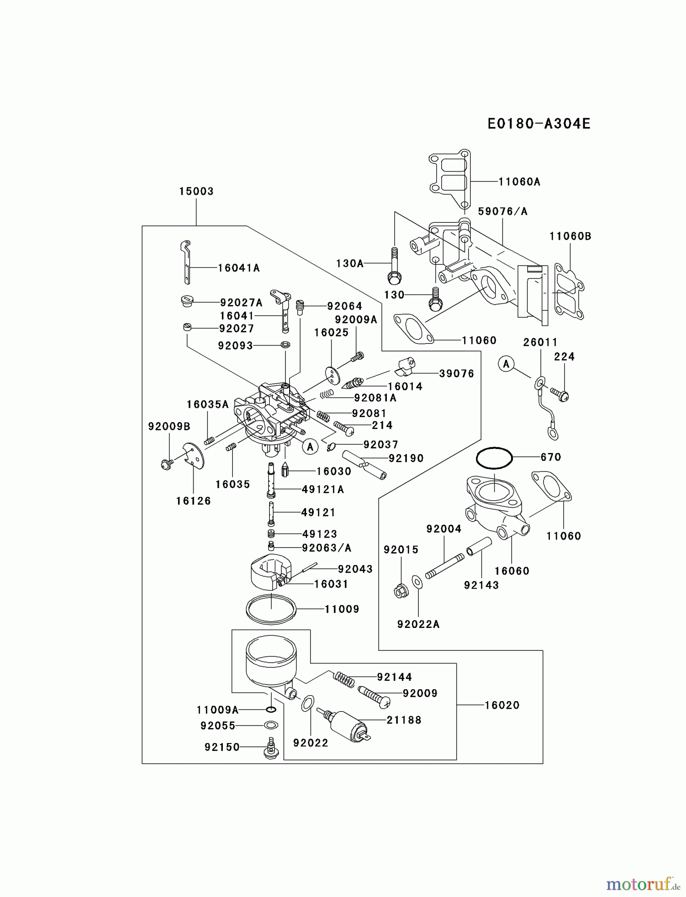  Kawasaki Motoren Motoren Vertikal FA210V - AS02 bis FH641V - DS24 FD501V-BS03 - Kawasaki FD501V 4-Stroke Engine CARBURETOR #2