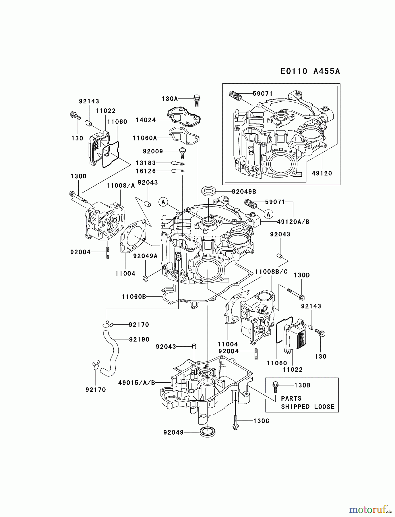  Kawasaki Motoren Motoren Vertikal FA210V - AS02 bis FH641V - DS24 FD501V-AS03 - Kawasaki FD501V 4-Stroke Engine CYLINDER/CRANKCASE