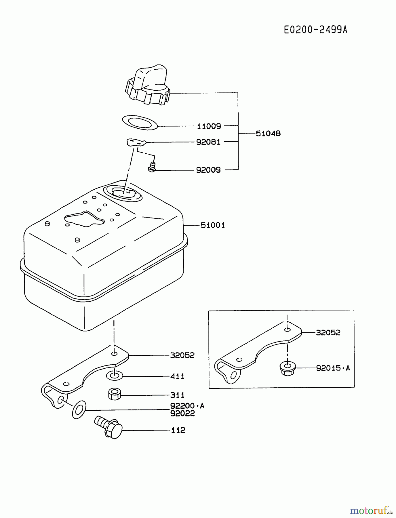  Kawasaki Motoren Motoren, Horizontal FA076D-ES04 - Kawasaki FA076D 4-Stroke Engine FUEL-TANK/FUEL-VALVE