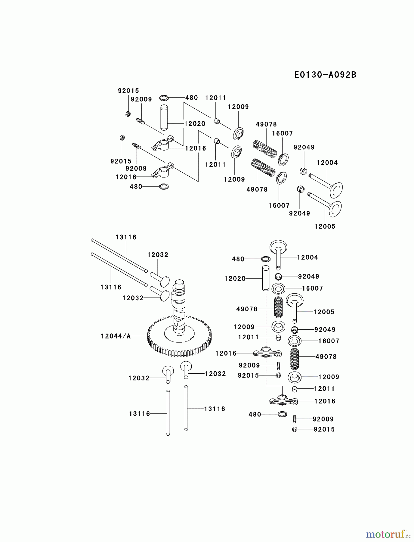  Kawasaki Motoren Motoren Vertikal FA210V - AS02 bis FH641V - DS24 FD501V-AS05 - Kawasaki FD501V 4-Stroke Engine VALVE/CAMSHAFT