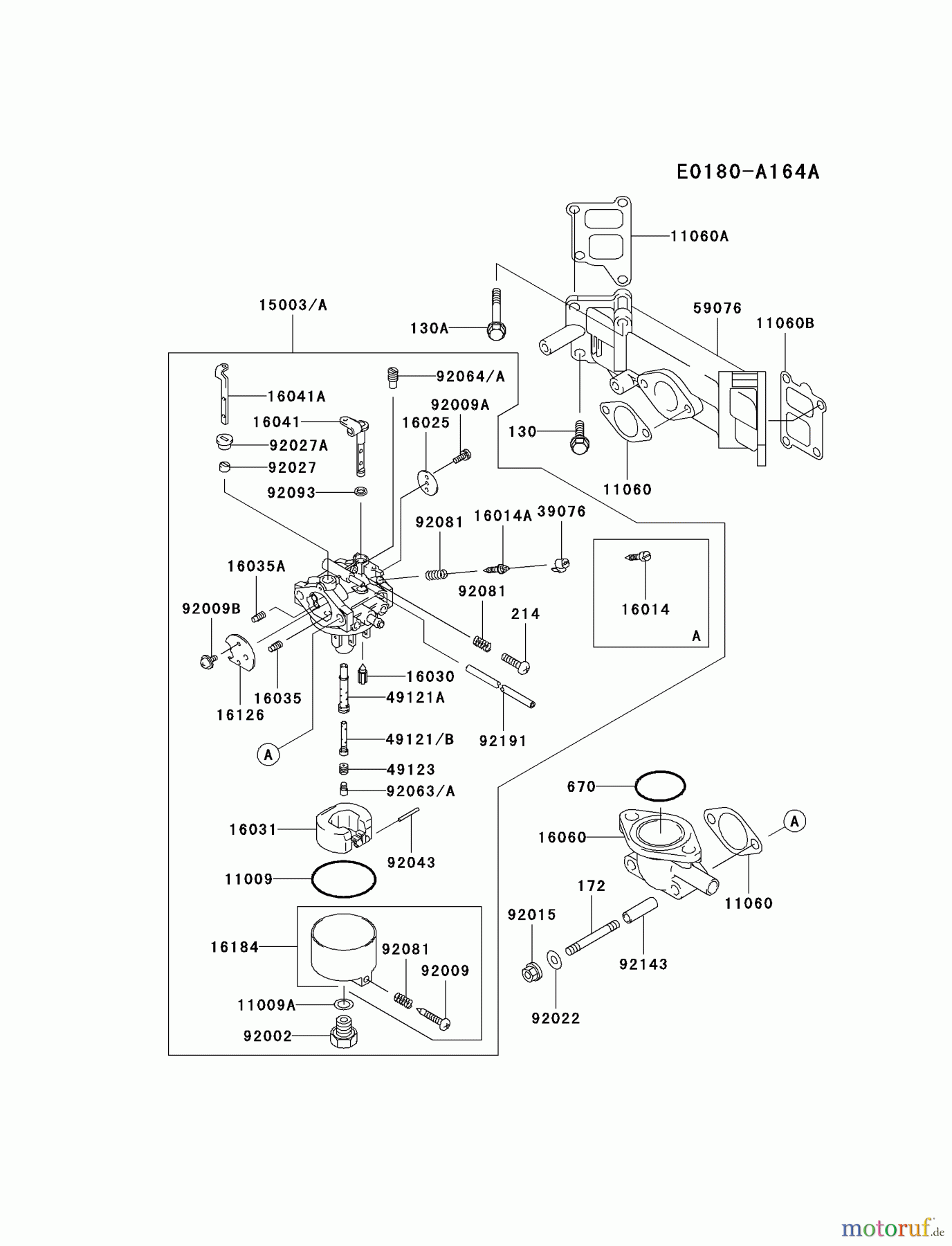  Kawasaki Motoren Motoren Vertikal FA210V - AS02 bis FH641V - DS24 FD590V-AS05 - Kawasaki FD590V 4-Stroke Engine CARBURETOR #2