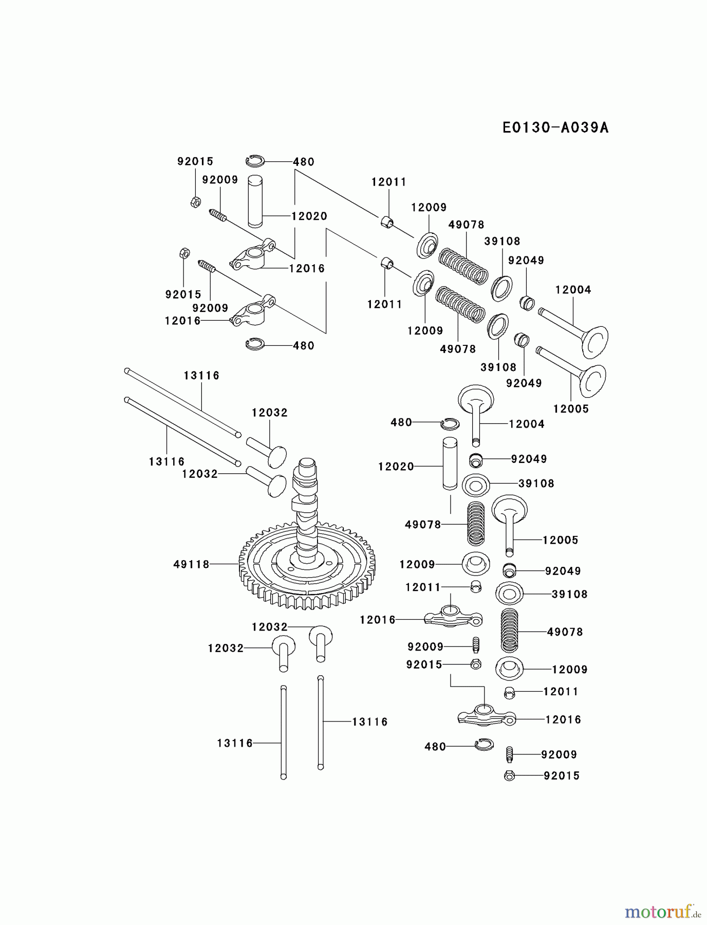  Kawasaki Motoren Motoren Vertikal FA210V - AS02 bis FH641V - DS24 FD590V-AS05 - Kawasaki FD590V 4-Stroke Engine VALVE/CAMSHAFT