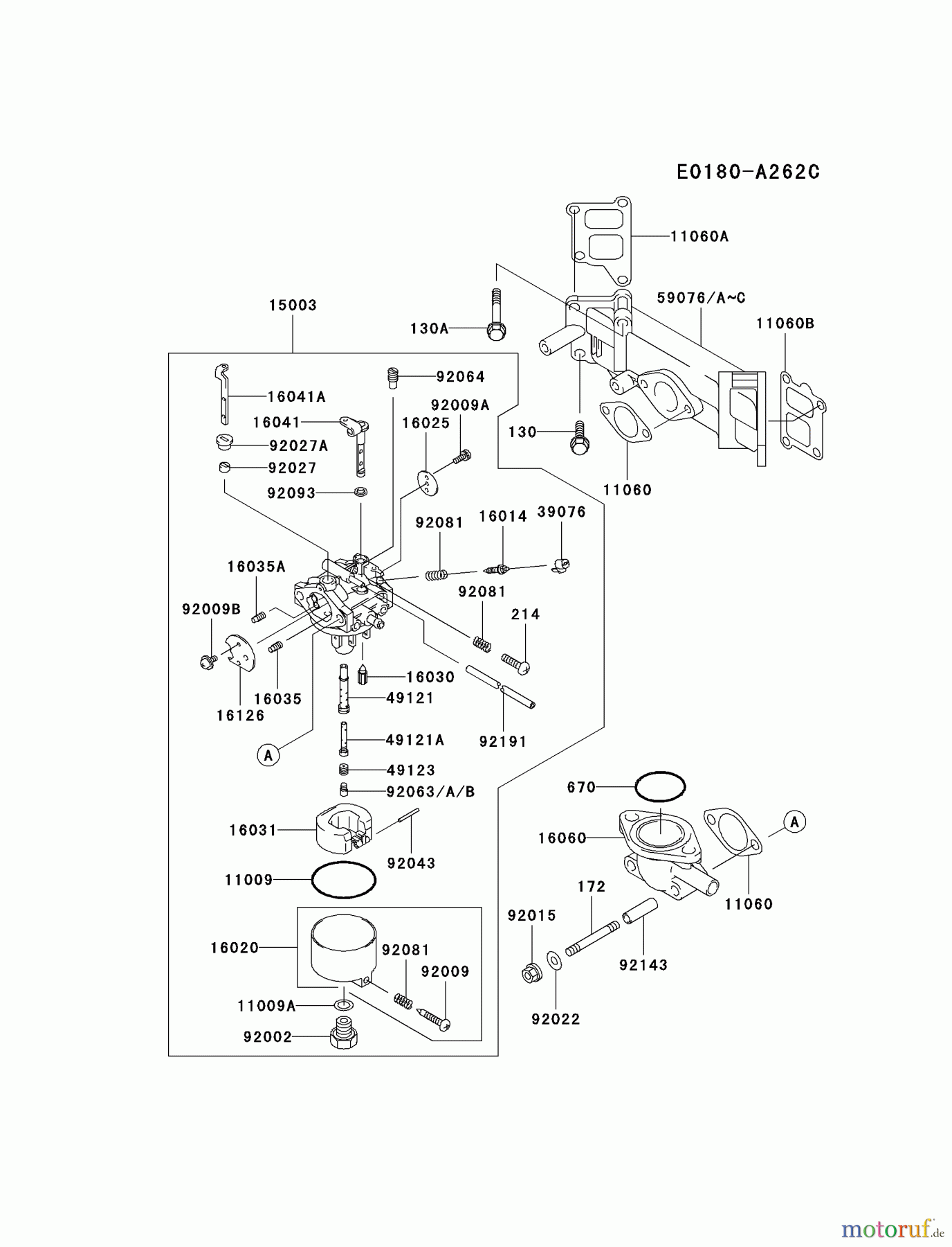  Kawasaki Motoren Motoren Vertikal FA210V - AS02 bis FH641V - DS24 FD590V-CS06 - Kawasaki FD590V 4-Stroke Engine CARBURETOR #1