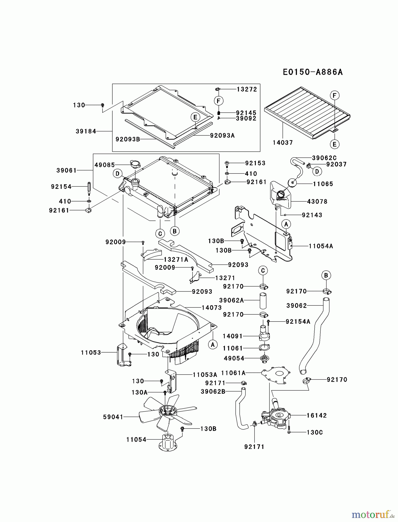  Kawasaki Motoren Motoren Vertikal FA210V - AS02 bis FH641V - DS24 FD731V-AS08 - Kawasaki FD731V 4-Stroke Engine COOLING-EQUIPMENT