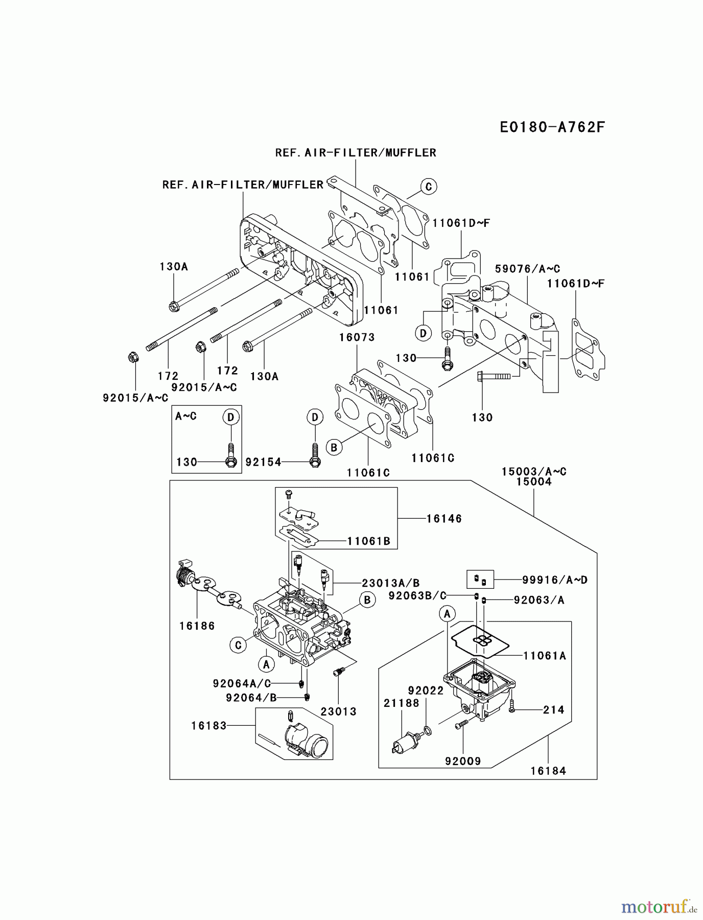  Kawasaki Motoren Motoren Vertikal FA210V - AS02 bis FH641V - DS24 FD731V-CS00 - Kawasaki FD731V 4-Stroke Engine CARBURETOR #2