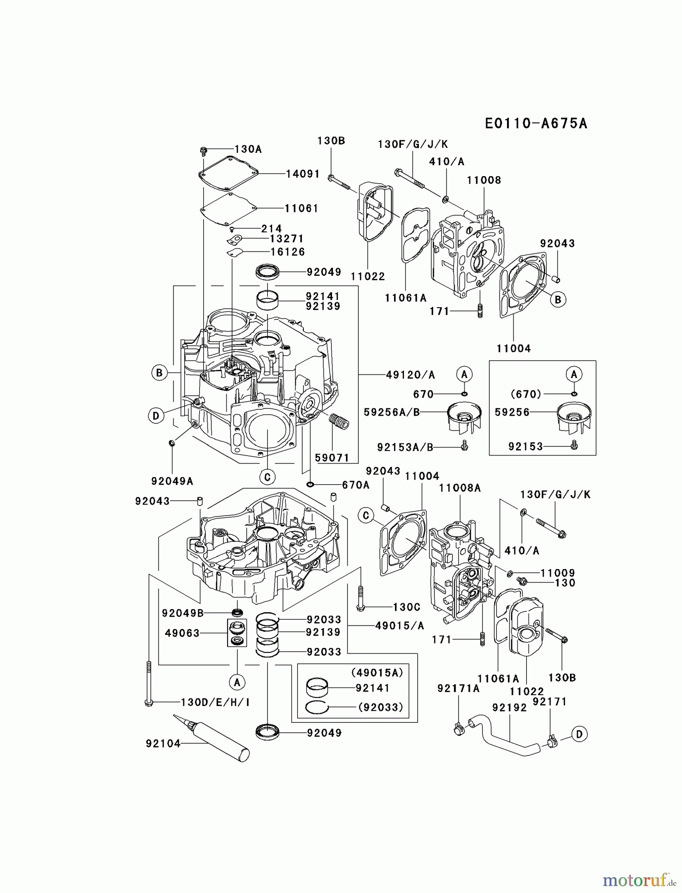  Kawasaki Motoren Motoren Vertikal FA210V - AS02 bis FH641V - DS24 FD731V-DS01 - Kawasaki FD731V 4-Stroke Engine CYLINDER/CRANKCASE #2