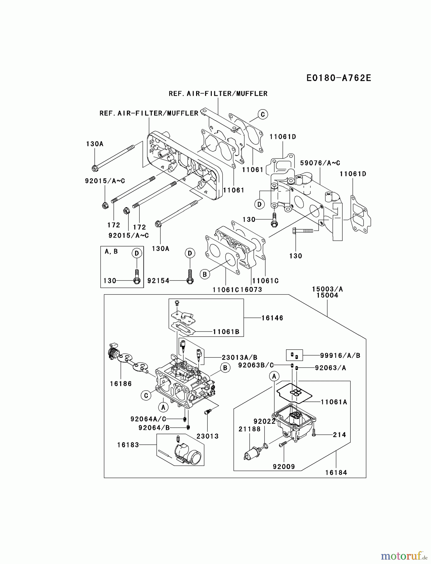  Kawasaki Motoren Motoren Vertikal FA210V - AS02 bis FH641V - DS24 FD731V-ES04 - Kawasaki FD731V 4-Stroke Engine CARBURETOR #2