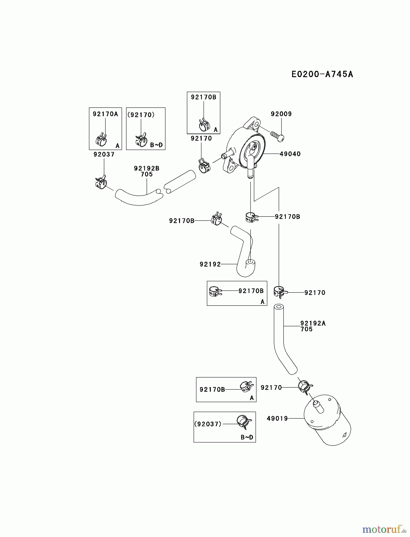  Kawasaki Motoren Motoren Vertikal FA210V - AS02 bis FH641V - DS24 FD731V-BS05 - Kawasaki FD731V 4-Stroke Engine FUEL-TANK/FUEL-VALVE