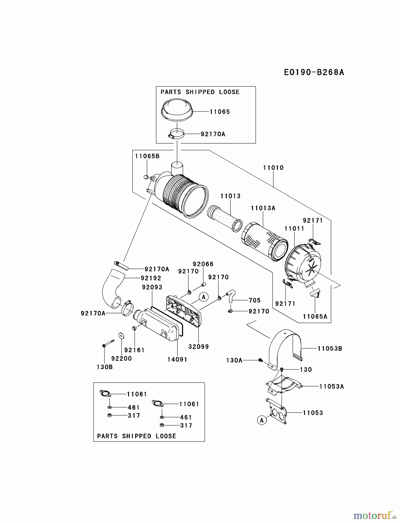  Kawasaki Motoren Motoren Vertikal FA210V - AS02 bis FH641V - DS24 FD731V-FS00 - Kawasaki FD731V 4-Stroke Engine AIR-FILTER/MUFFLER