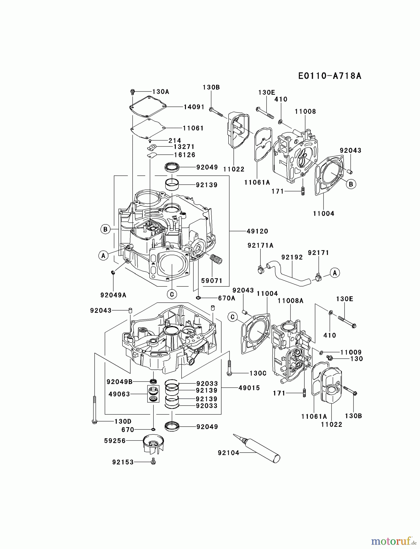  Kawasaki Motoren Motoren Vertikal FA210V - AS02 bis FH641V - DS24 FD731V-FS00 - Kawasaki FD731V 4-Stroke Engine CYLINDER/CRANKCASE