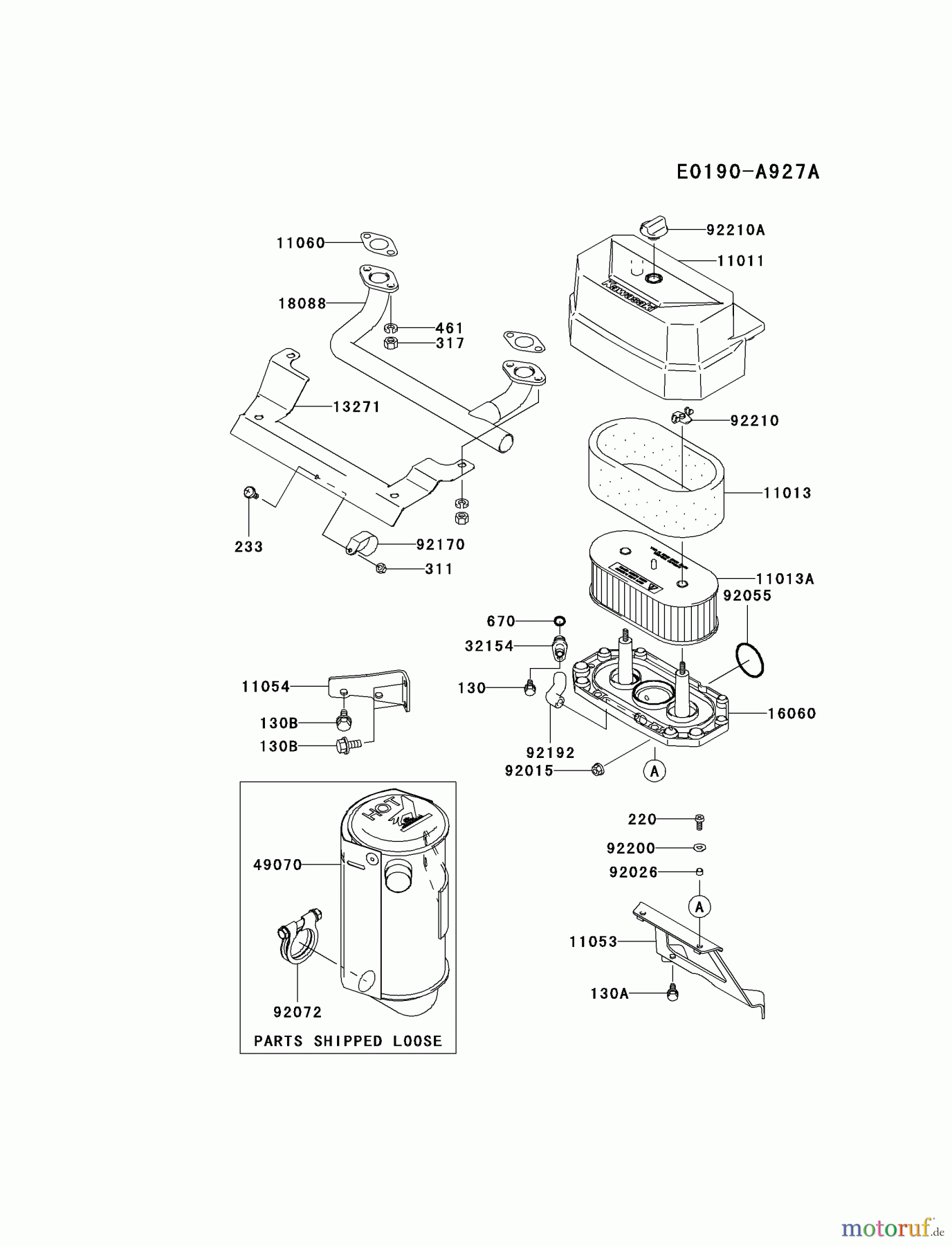  Kawasaki Motoren Motoren Vertikal FA210V - AS02 bis FH641V - DS24 FH381V-CS25 - Kawasaki FH381V 4-Stroke Engine AIR-FILTER/MUFFLER