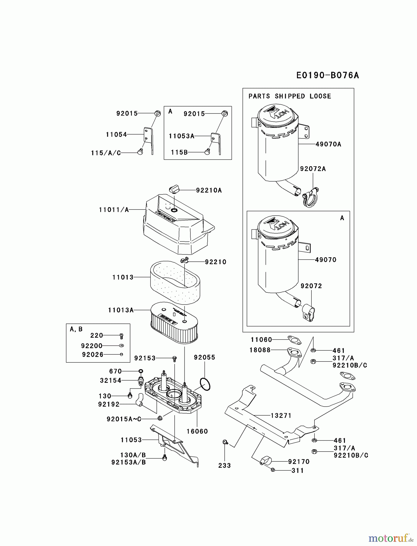  Kawasaki Motoren Motoren Vertikal FA210V - AS02 bis FH641V - DS24 FH381V-CS28 - Kawasaki FH381V 4-Stroke Engine AIR-FILTER/MUFFLER #2