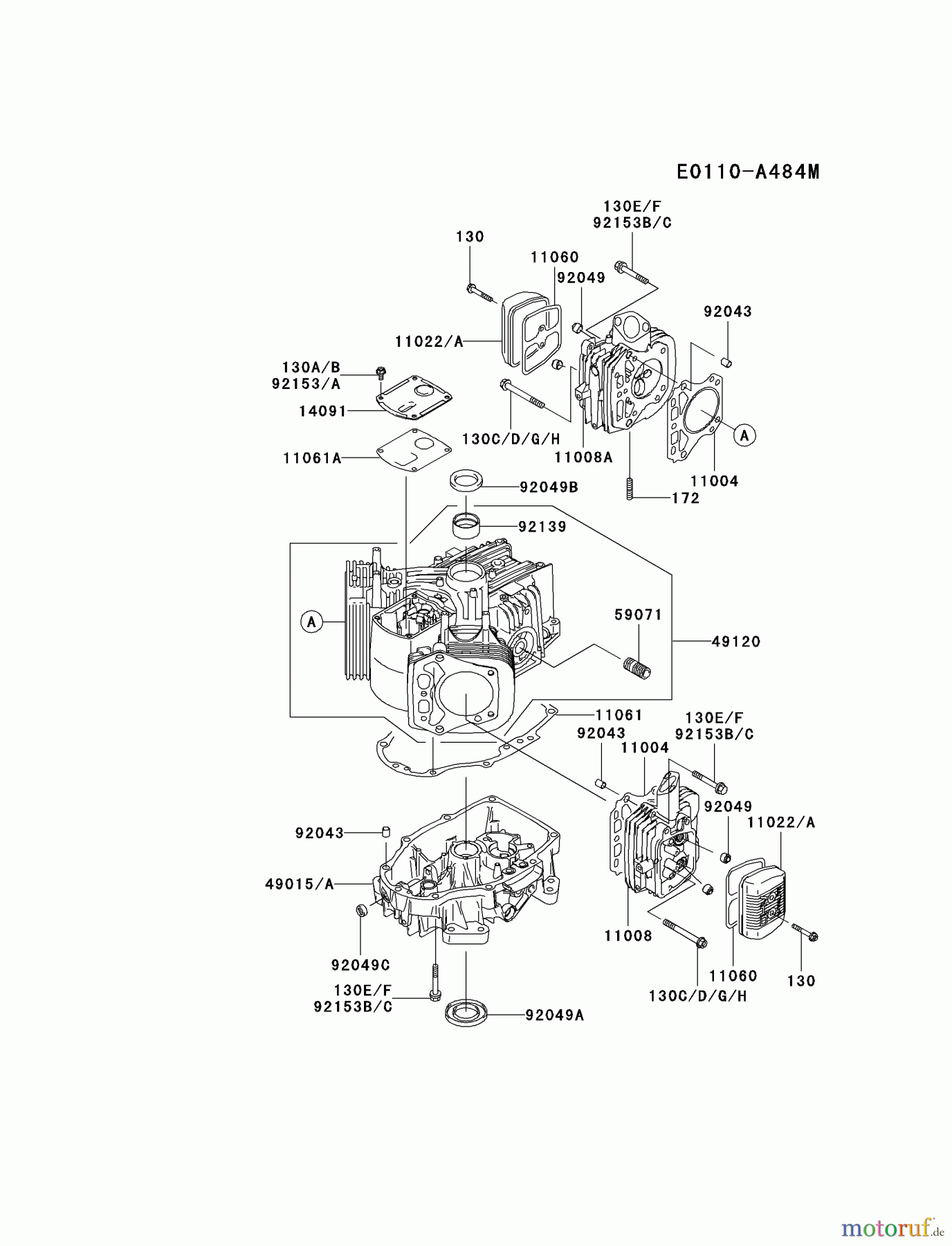  Kawasaki Motoren Motoren Vertikal FA210V - AS02 bis FH641V - DS24 FH381V-BS28 - Kawasaki FH381V 4-Stroke Engine CYLINDER/CRANKCASE