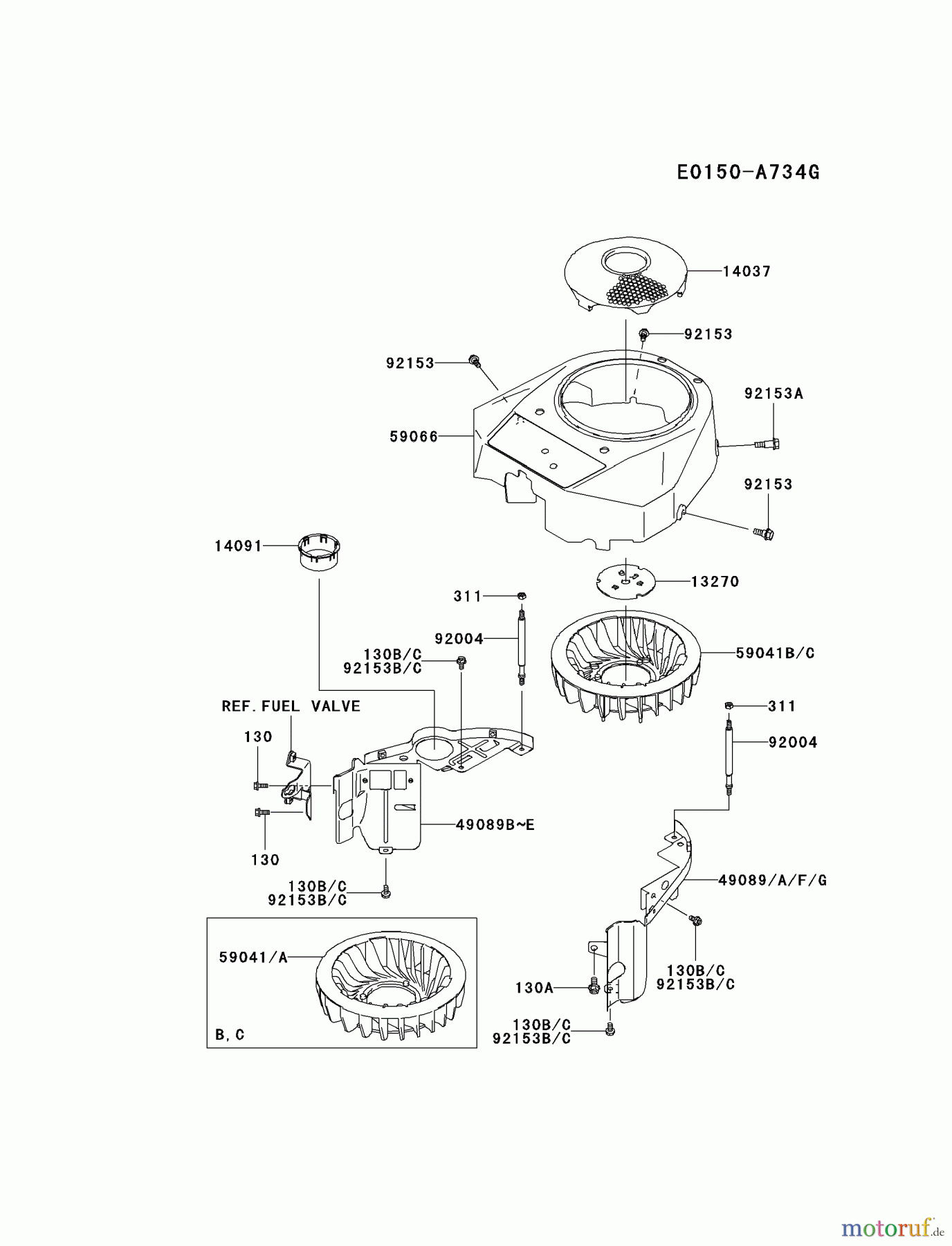  Kawasaki Motoren Motoren Vertikal FA210V - AS02 bis FH641V - DS24 FH381V-DS06 - Kawasaki FH381V 4-Stroke Engine COOLING-EQUIPMENT