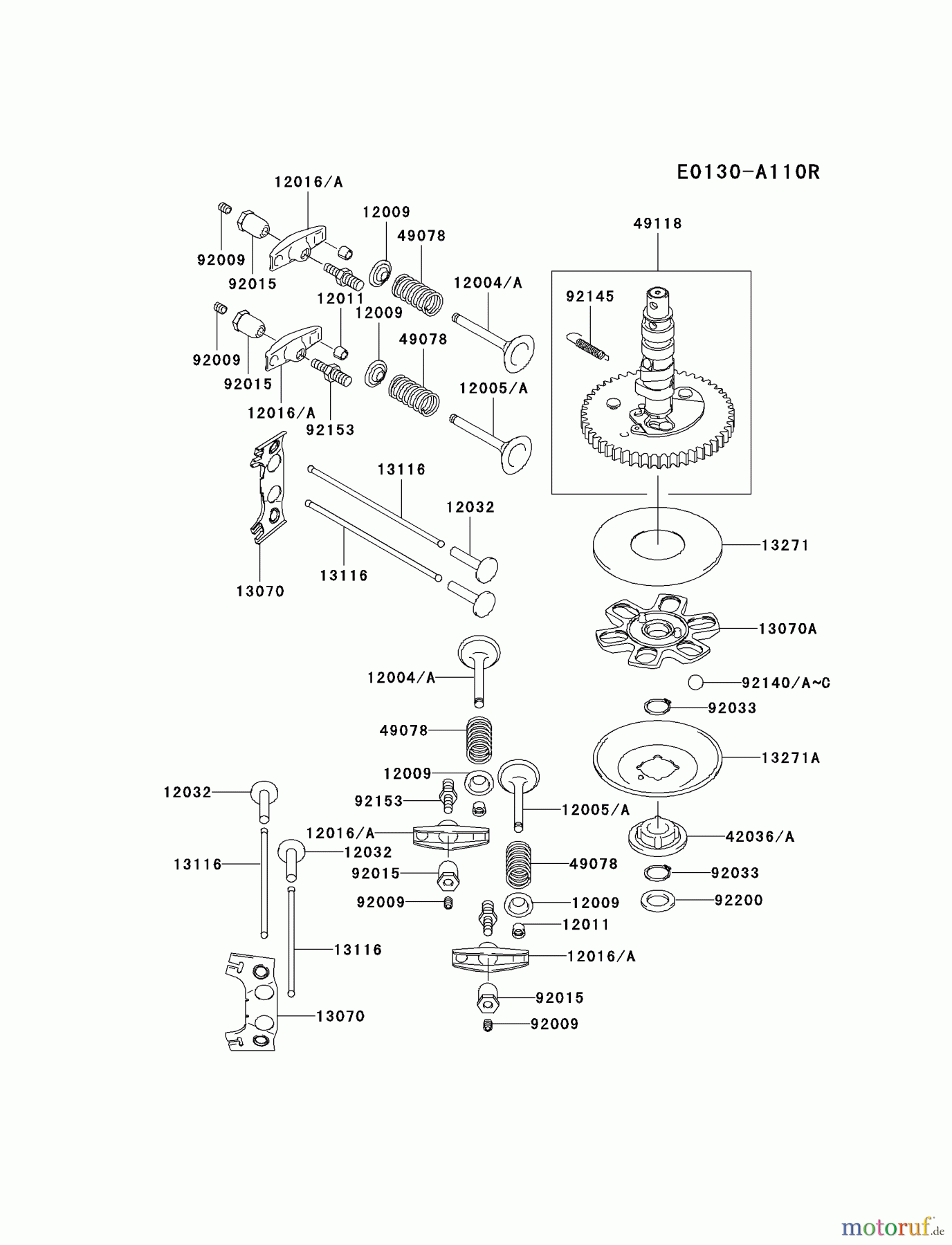  Kawasaki Motoren Motoren Vertikal FA210V - AS02 bis FH641V - DS24 FH381V-BS01 - Kawasaki FH381V 4-Stroke Engine VALVE/CAMSHAFT