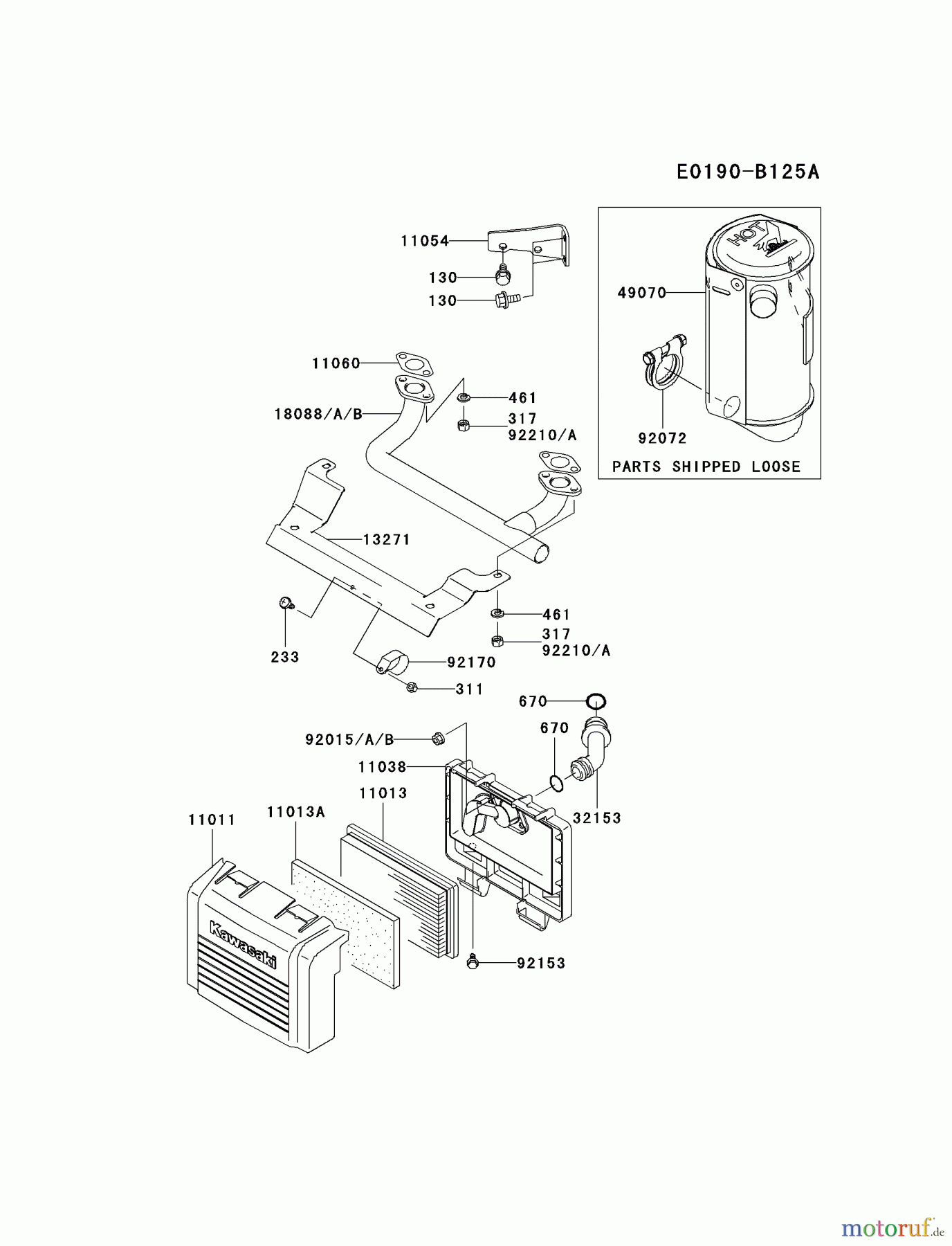  Kawasaki Motoren Motoren Vertikal FA210V - AS02 bis FH641V - DS24 FH381V-ES04 - Kawasaki FH381V 4-Stroke Engine AIR-FILTER/MUFFLER