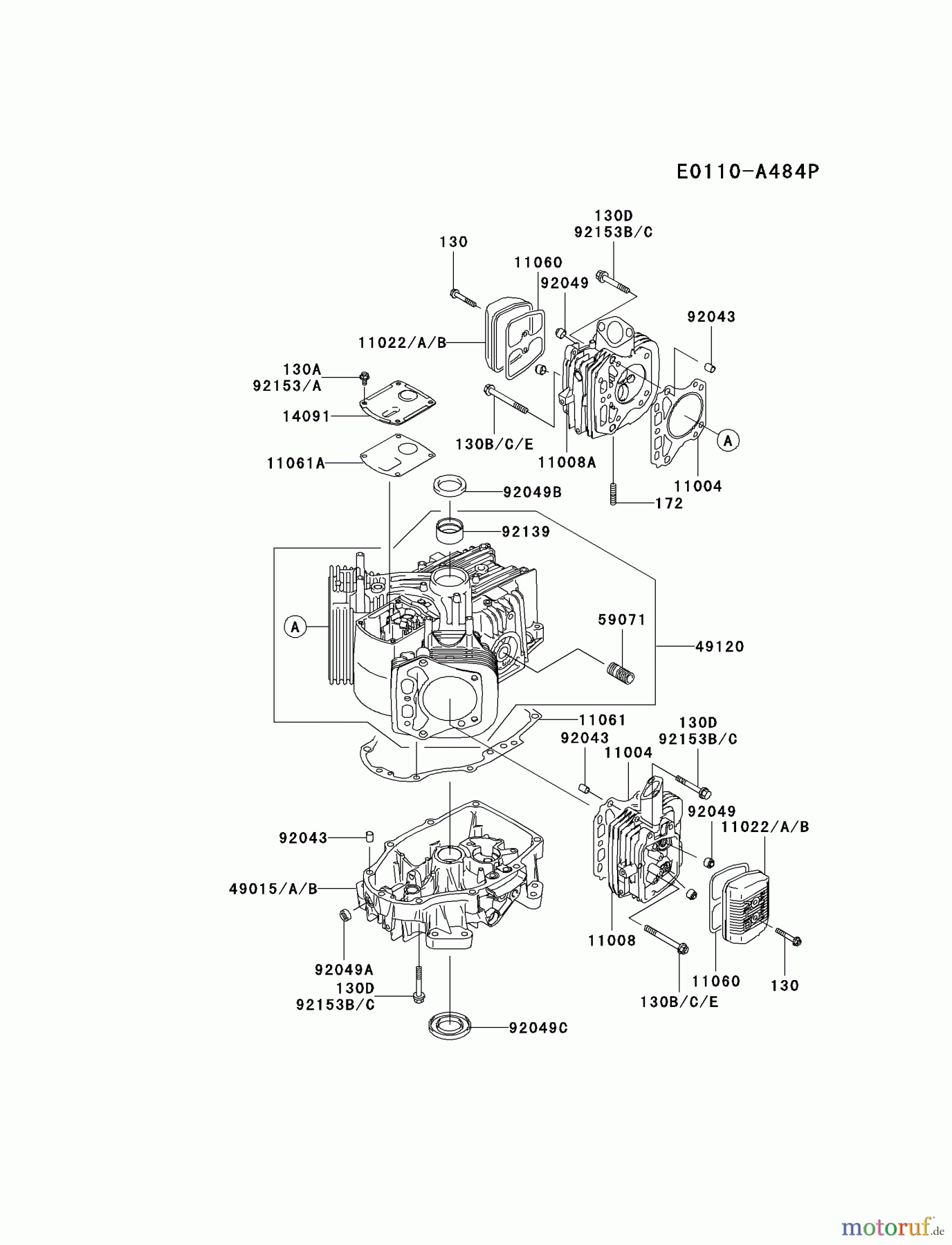  Kawasaki Motoren Motoren Vertikal FA210V - AS02 bis FH641V - DS24 FH381V-ES04 - Kawasaki FH381V 4-Stroke Engine CYLINDER/CRANKCASE